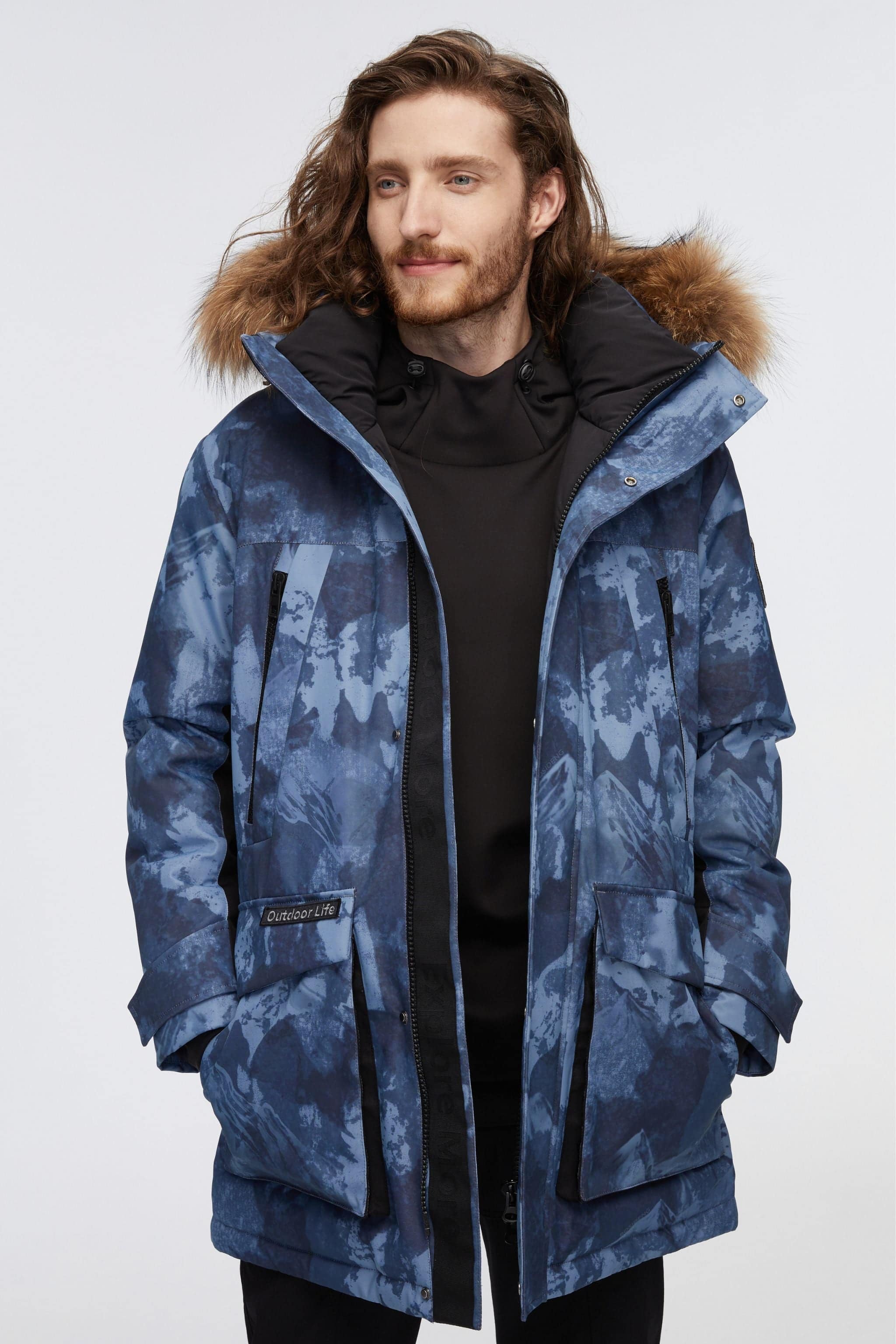 Mid-Length Goose Down Trench With Fur