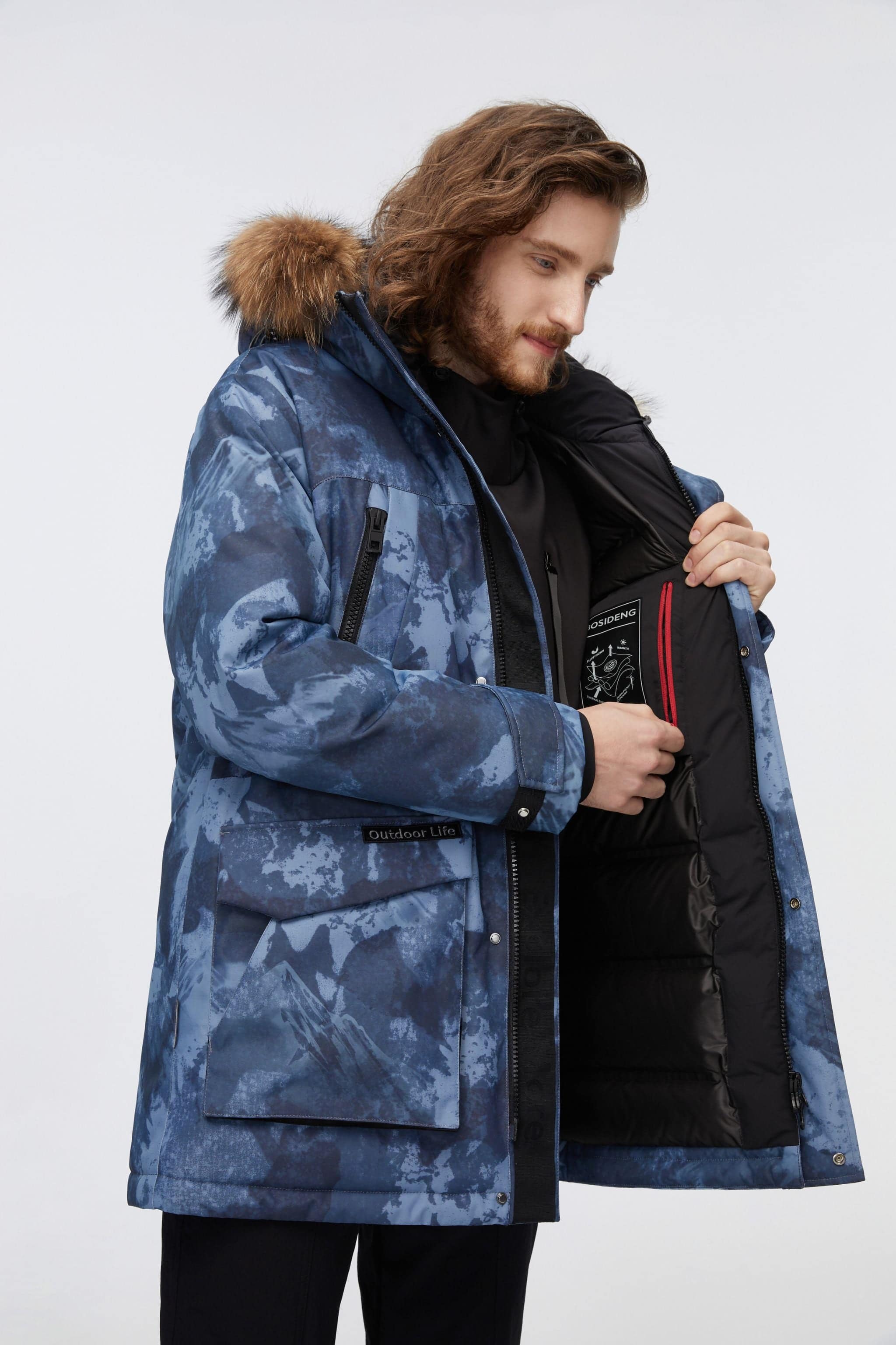 Mid-Length Goose Down Trench With Fur - Image 6