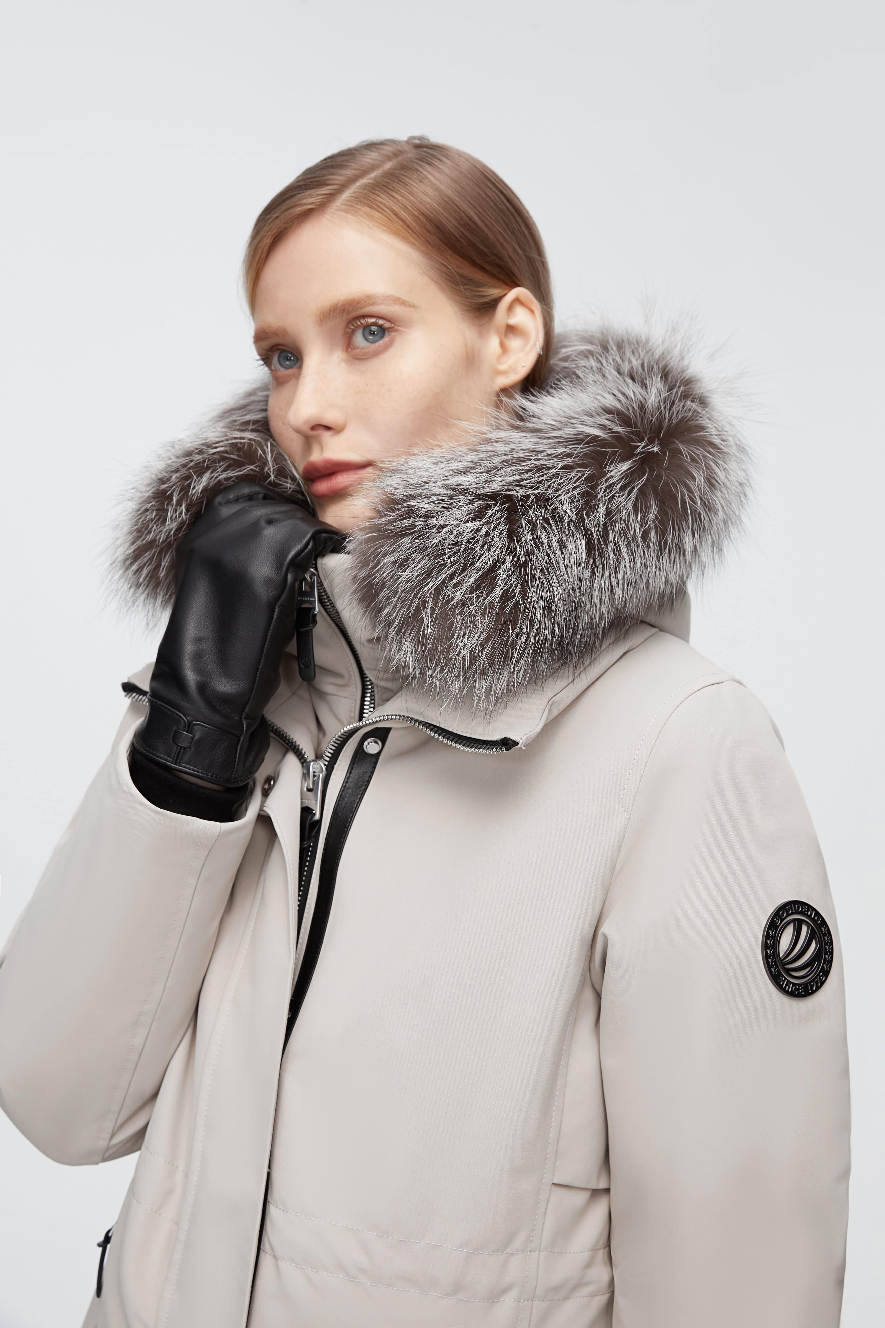 Mid-Length Goose Down Trench With Fur - Image 16