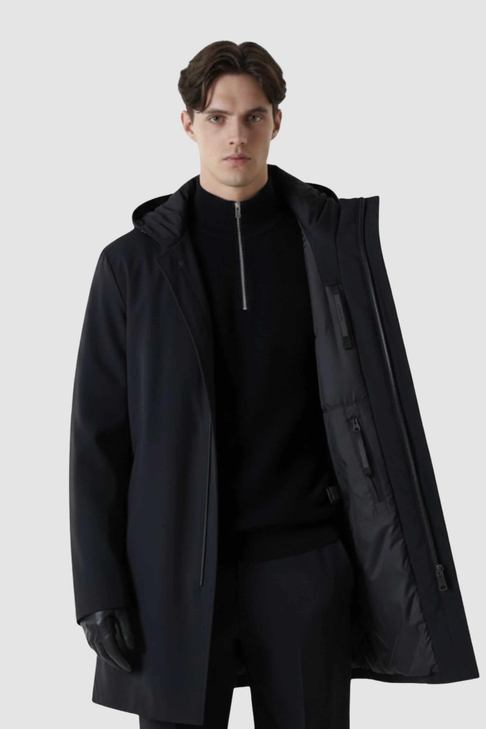 Premium Business Men's Goose Down Mac With Hood 4733