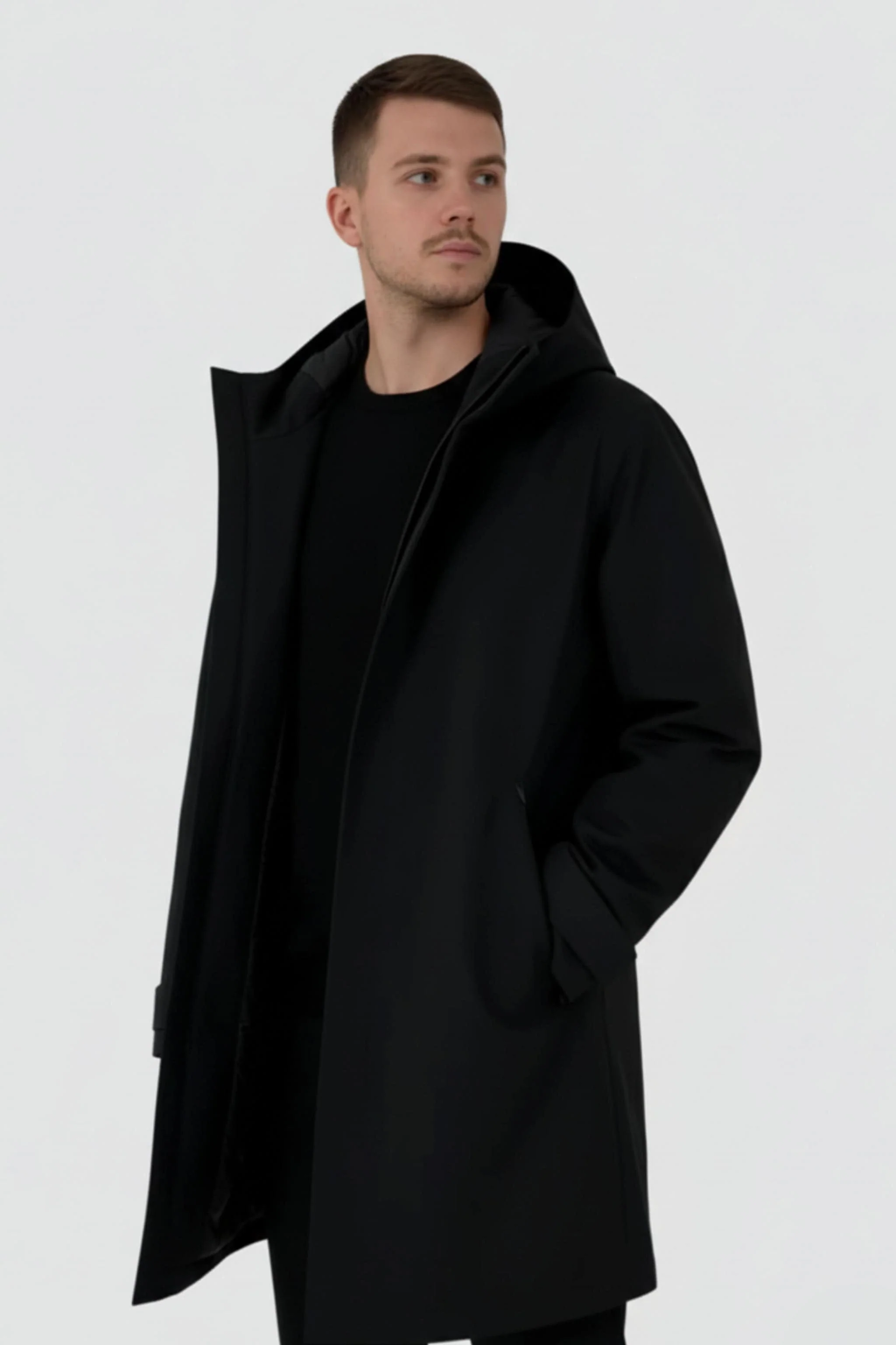 Premium Business Men's Goose Down Mac With Hood 4733 - Image 4