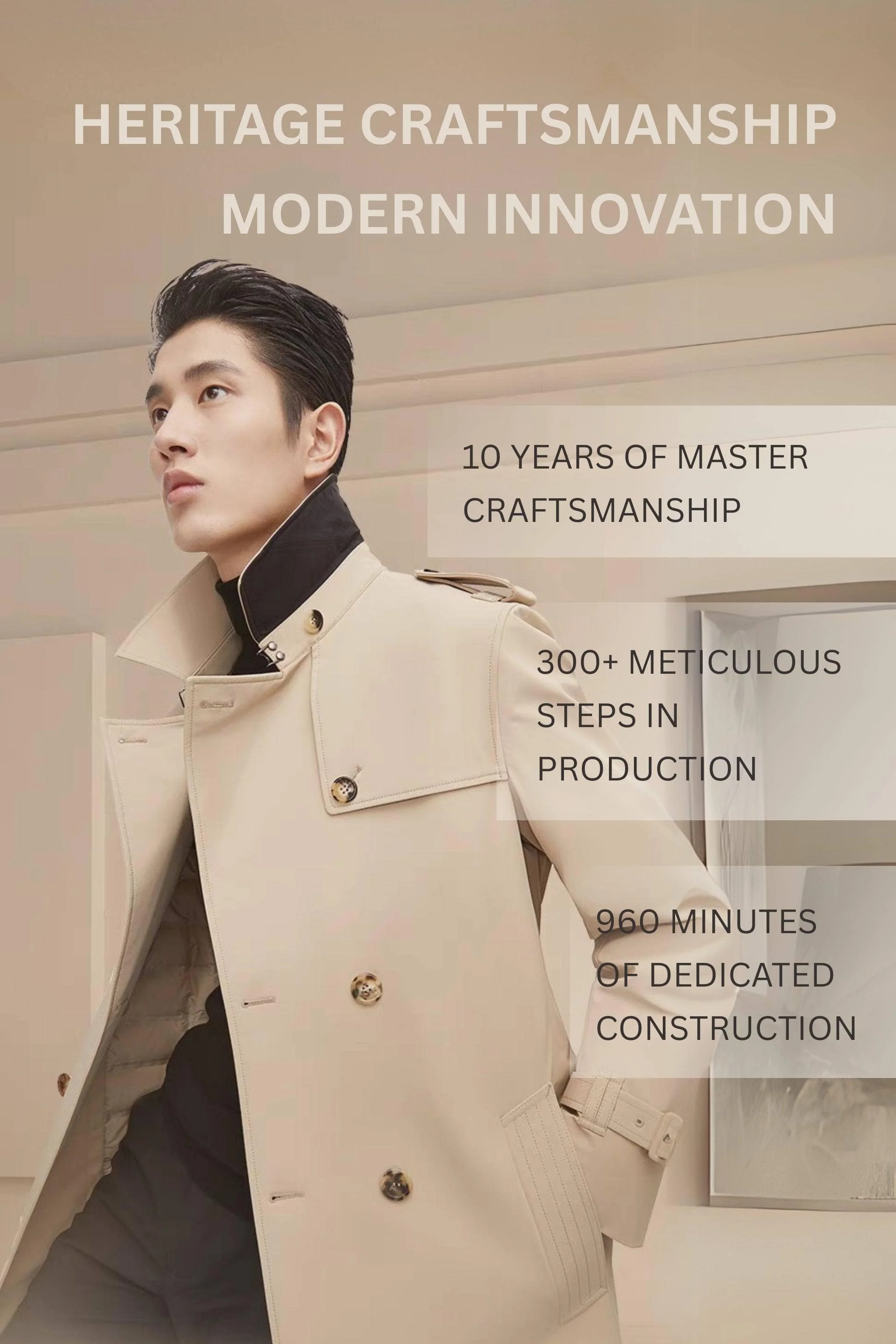 Premium Men's Goose Down Full Length Trench - Image 4