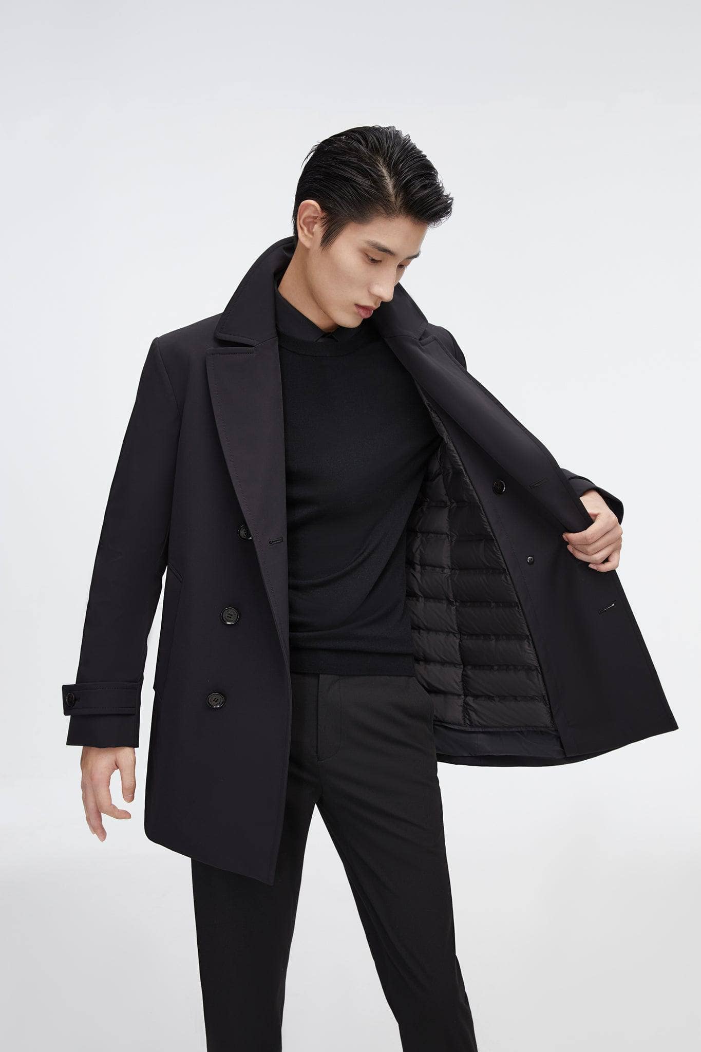 Short Detachable Goose Down Trench Coat - Image 11