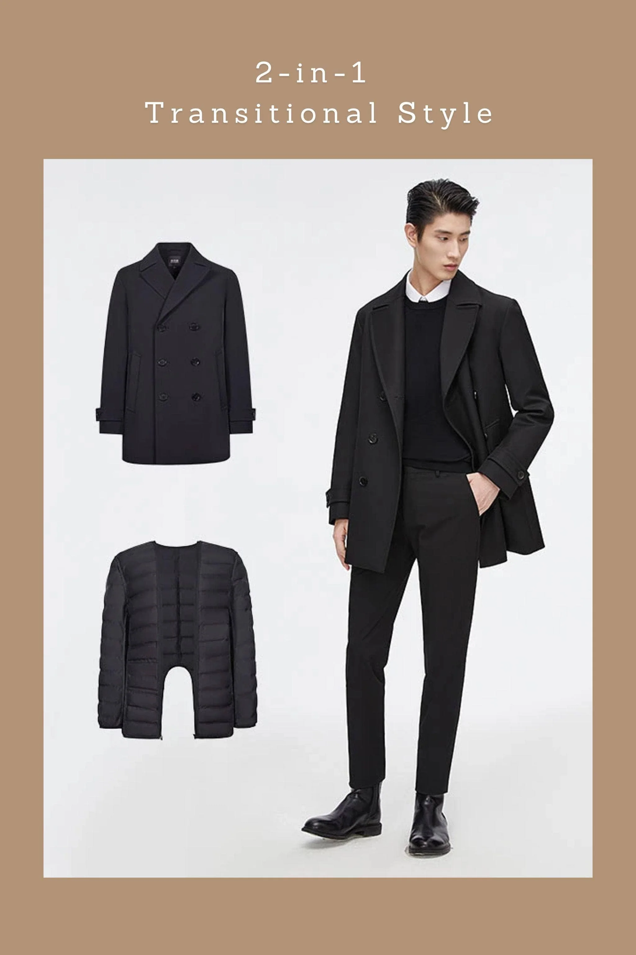 Short Detachable Goose Down Trench Coat - Image 9