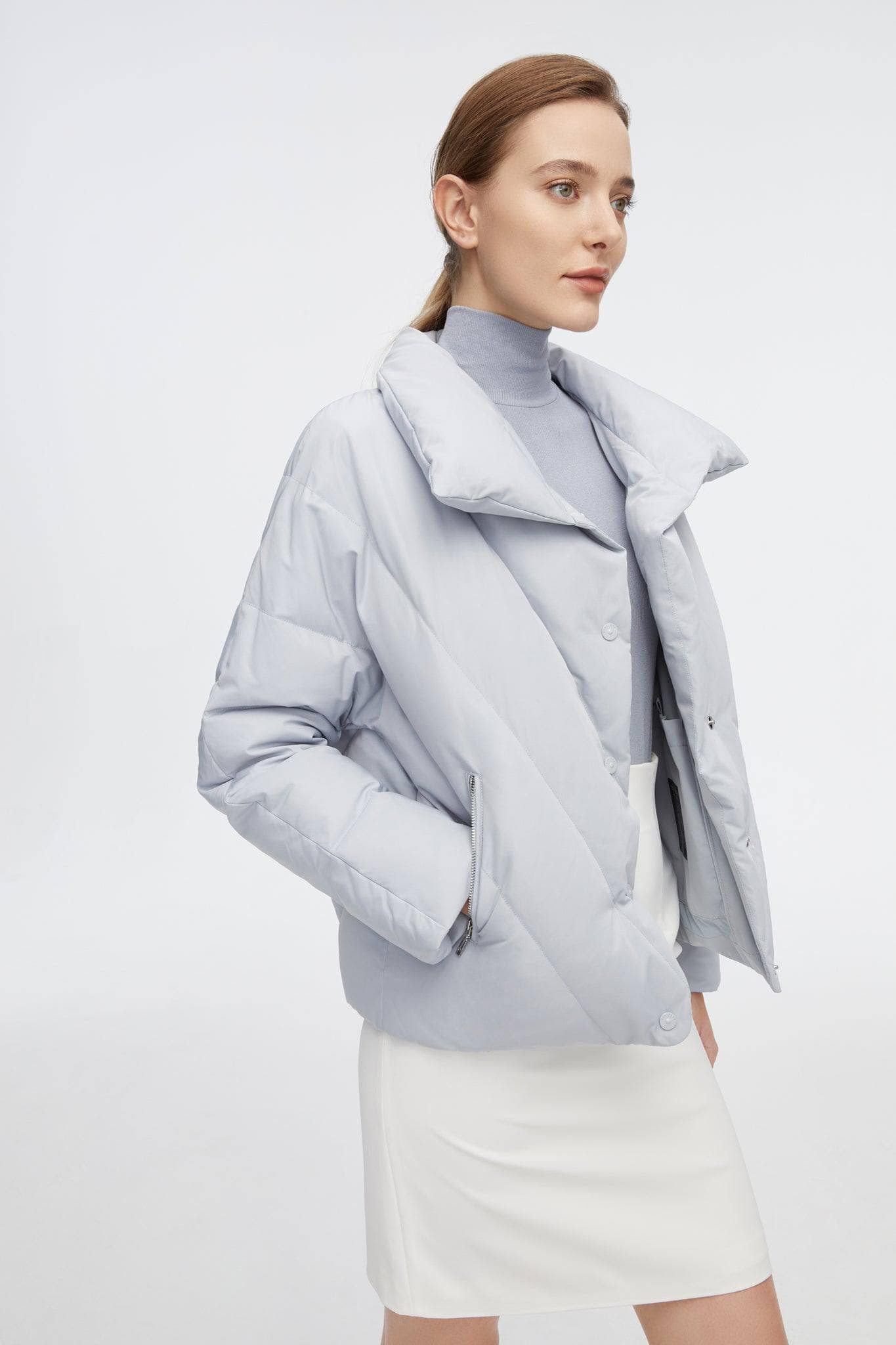 Short Goose Down Jacket With Lapel - Image 2