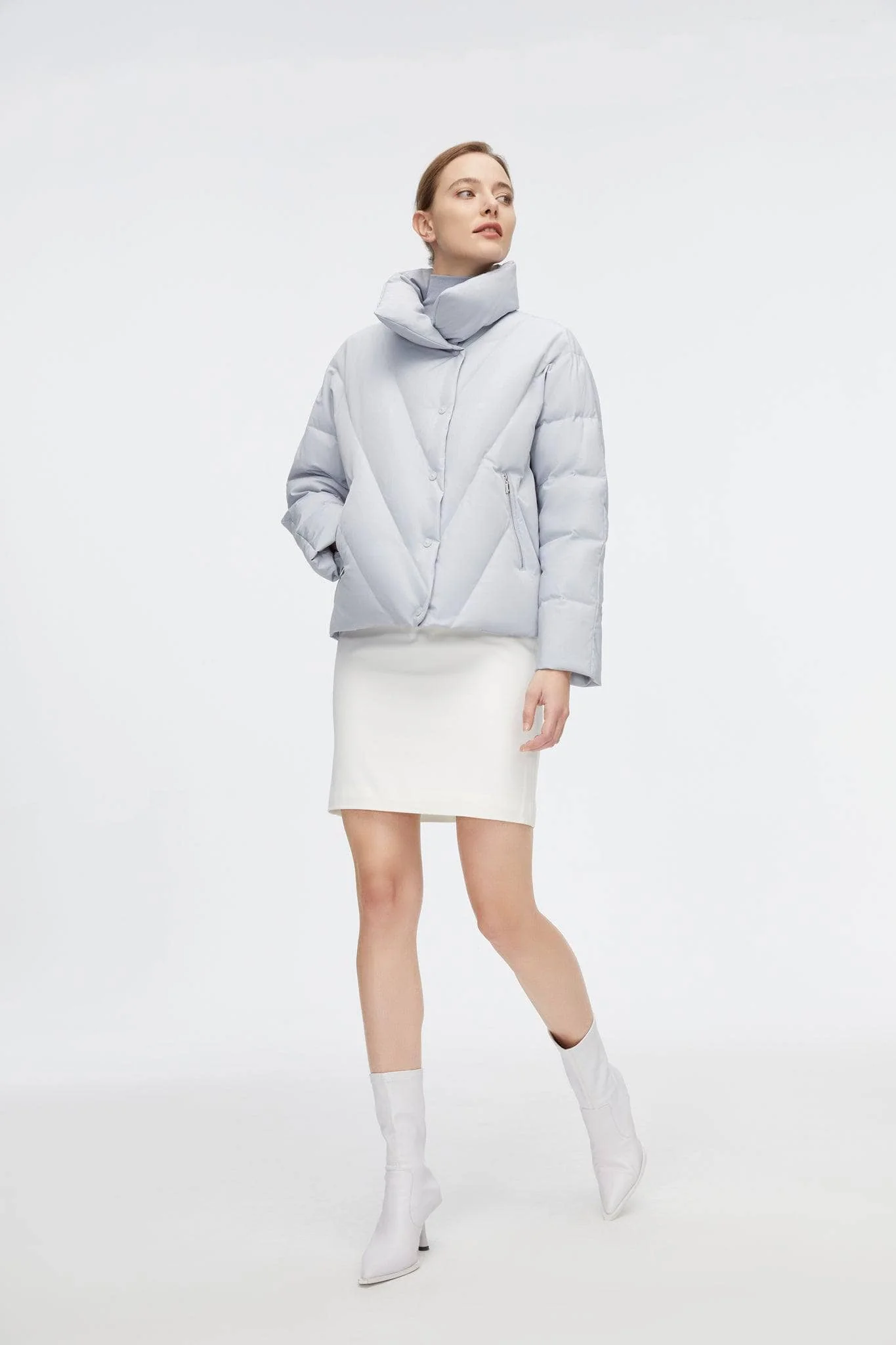 Short Goose Down Jacket With Lapel - Image 5
