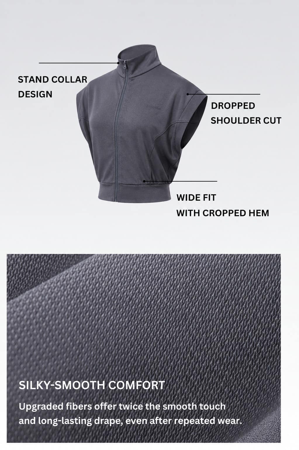 Sleeveless Zip-Up Cropped Top - Image 7