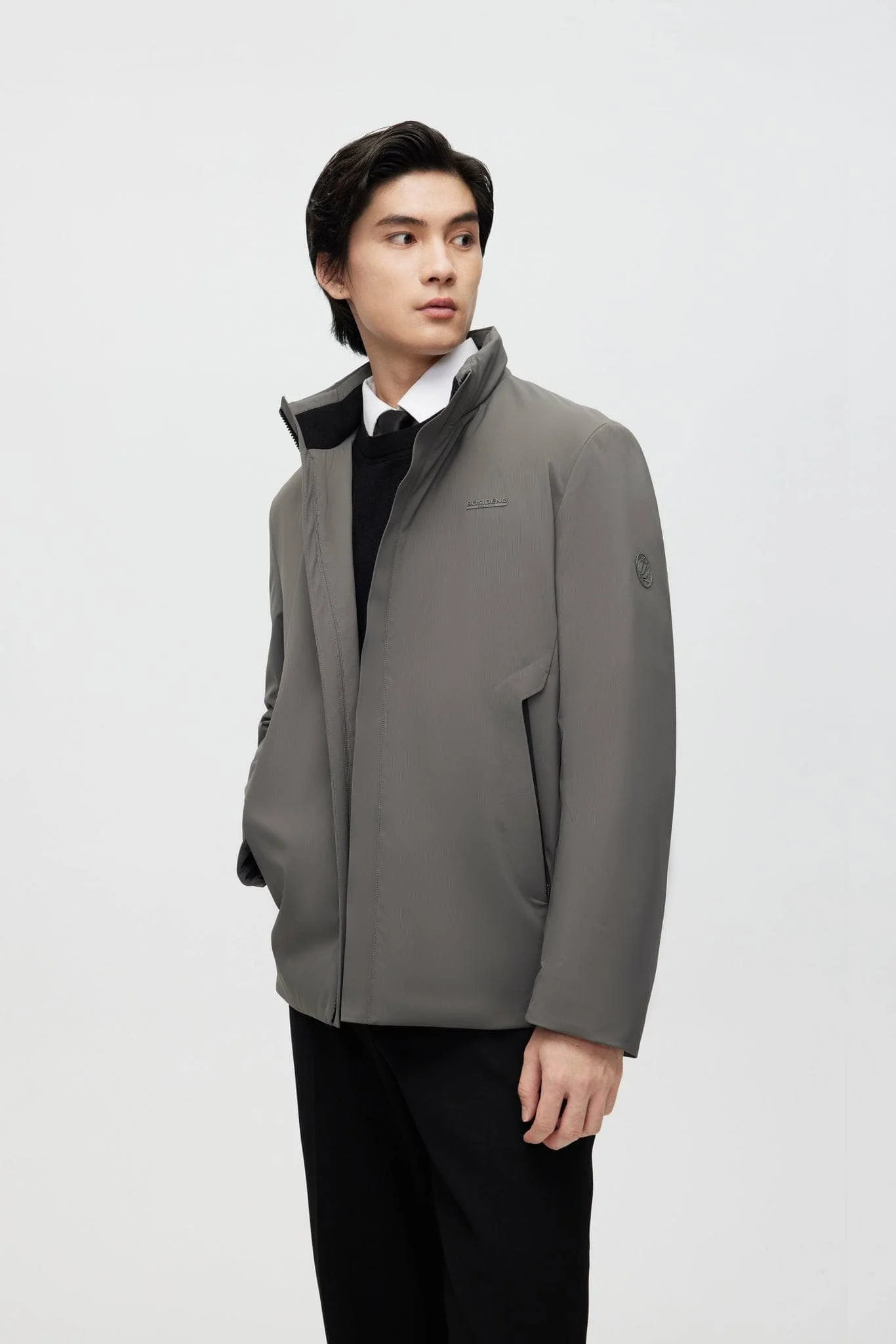 Stand Collar Goose Down Short Trench - Image 11