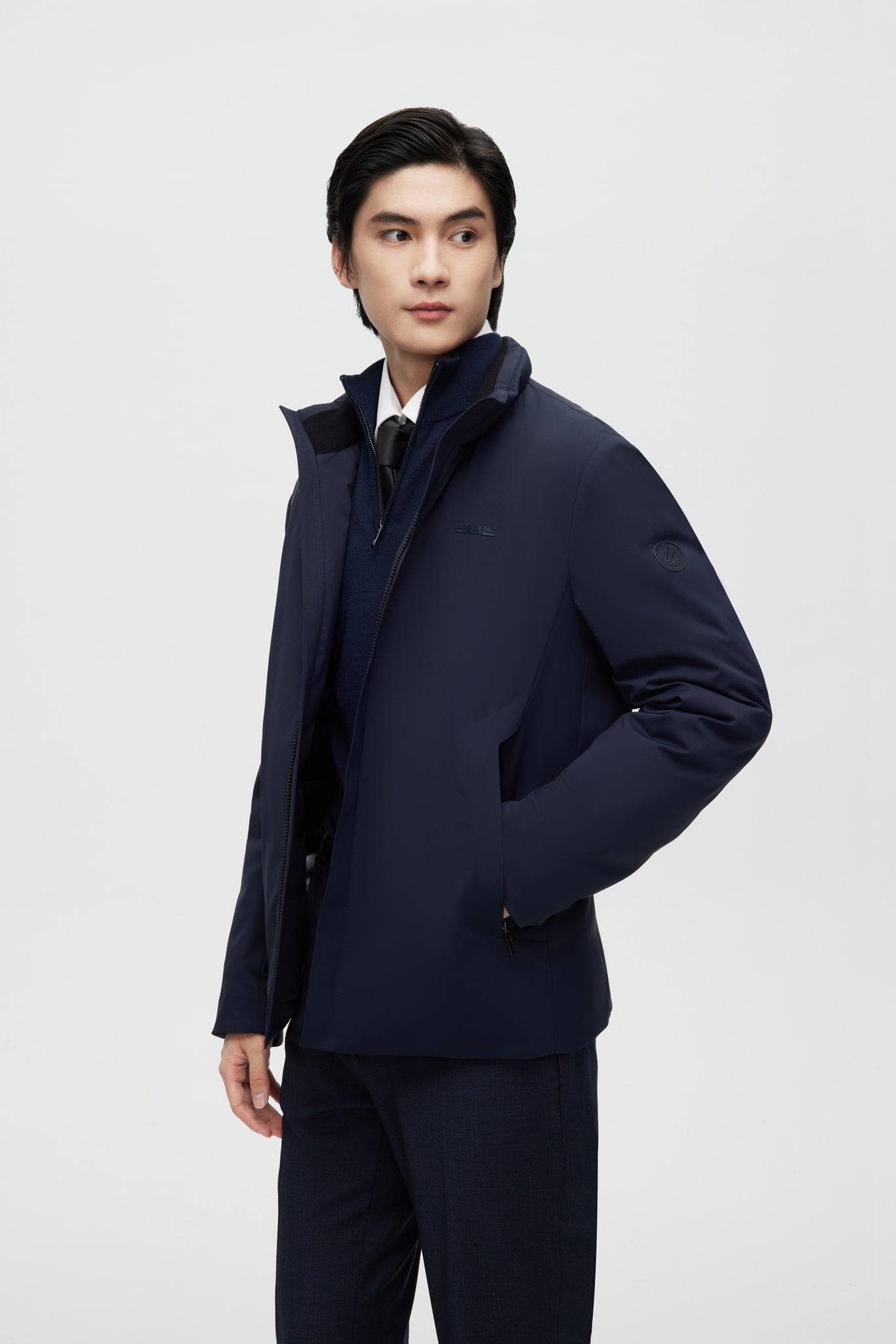 Stand Collar Goose Down Short Trench - Image 9