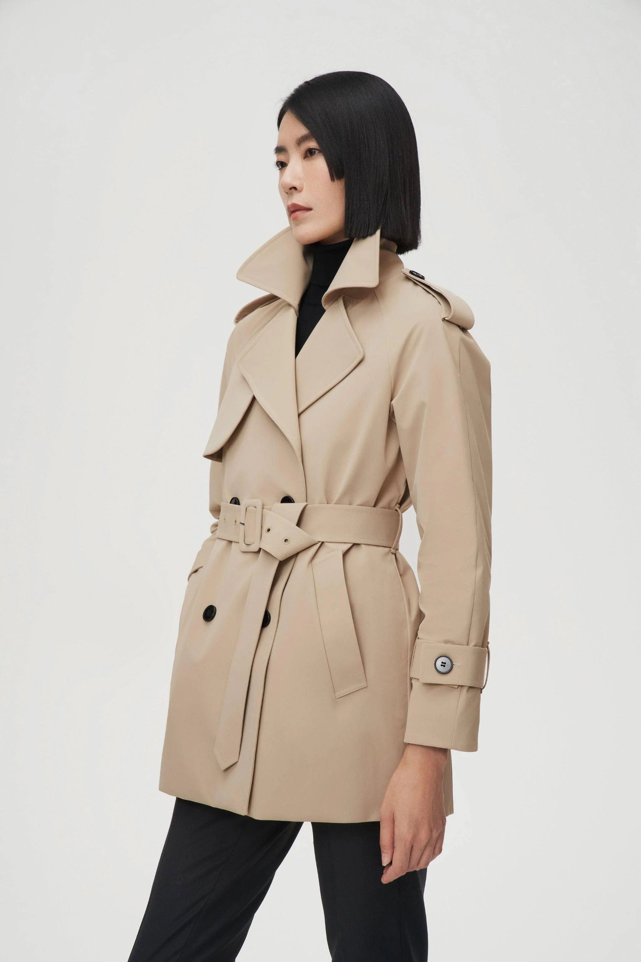 Womens Double Breasted Short Trench - Image 13