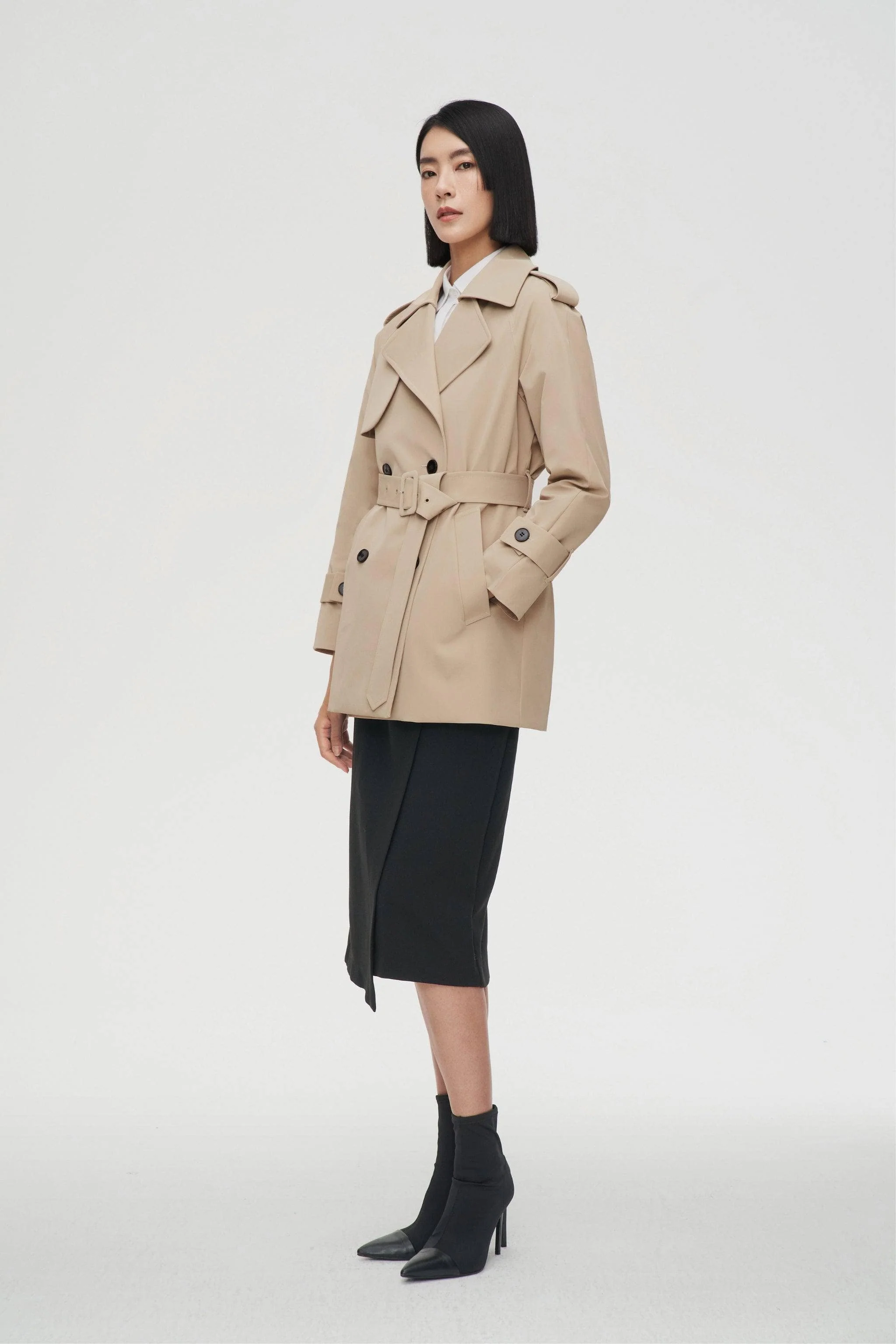 Womens Double Breasted Short Trench - Image 16