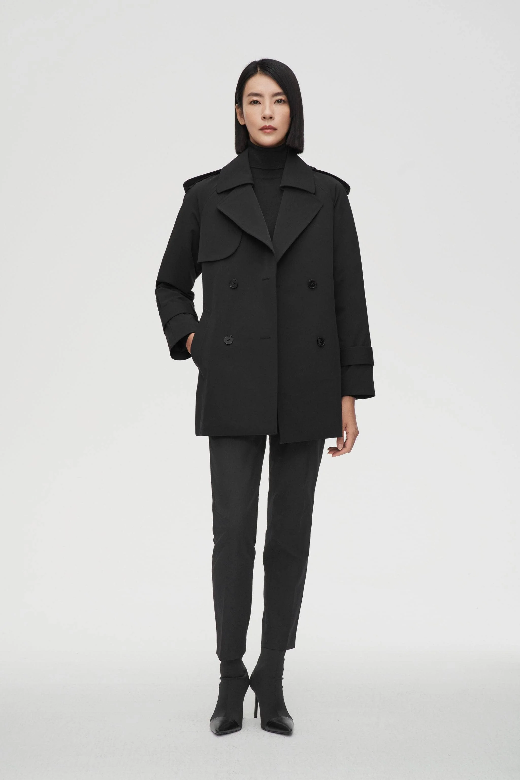 Womens Double Breasted Short Trench - Image 5