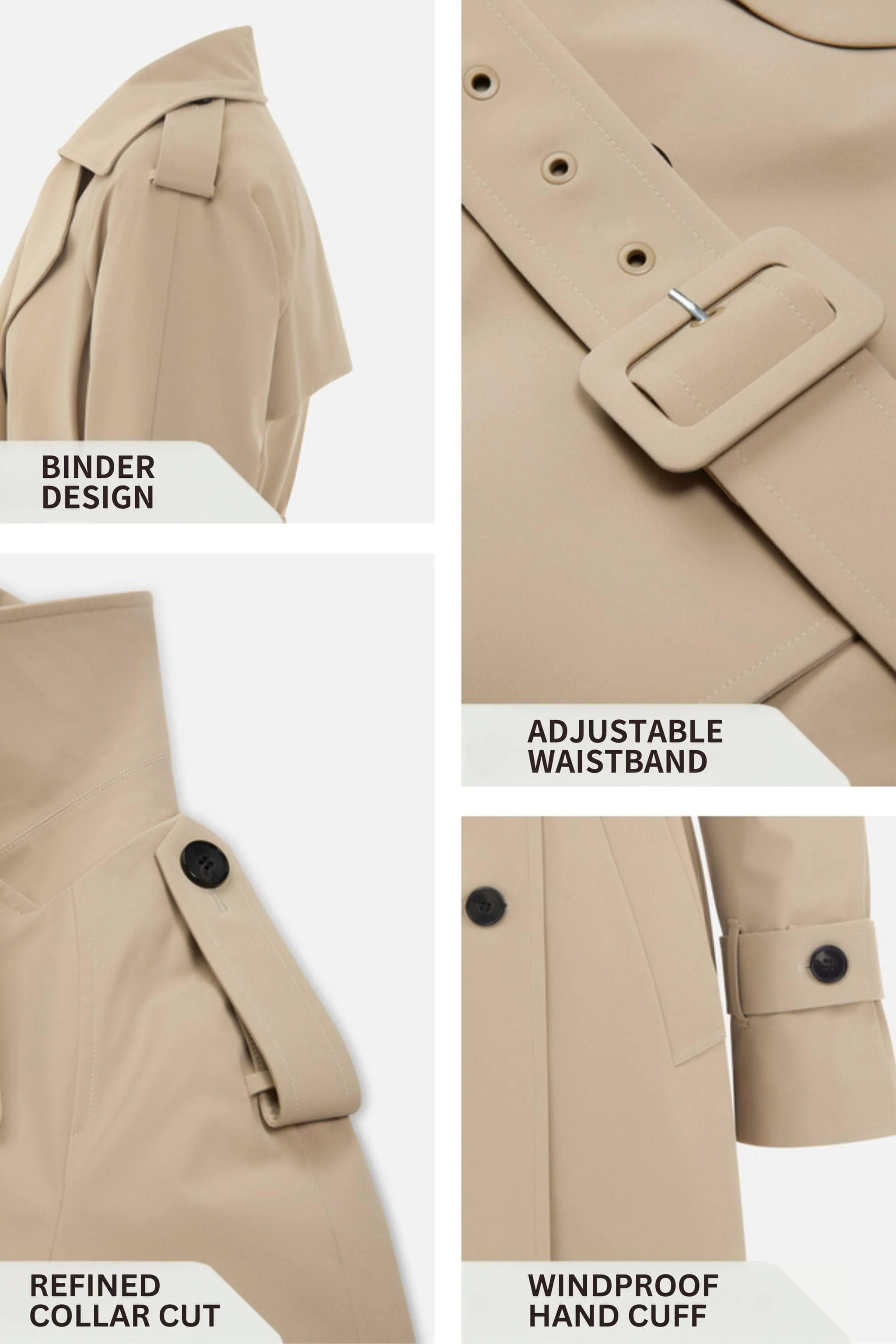 Womens Double Breasted Short Trench - Image 7