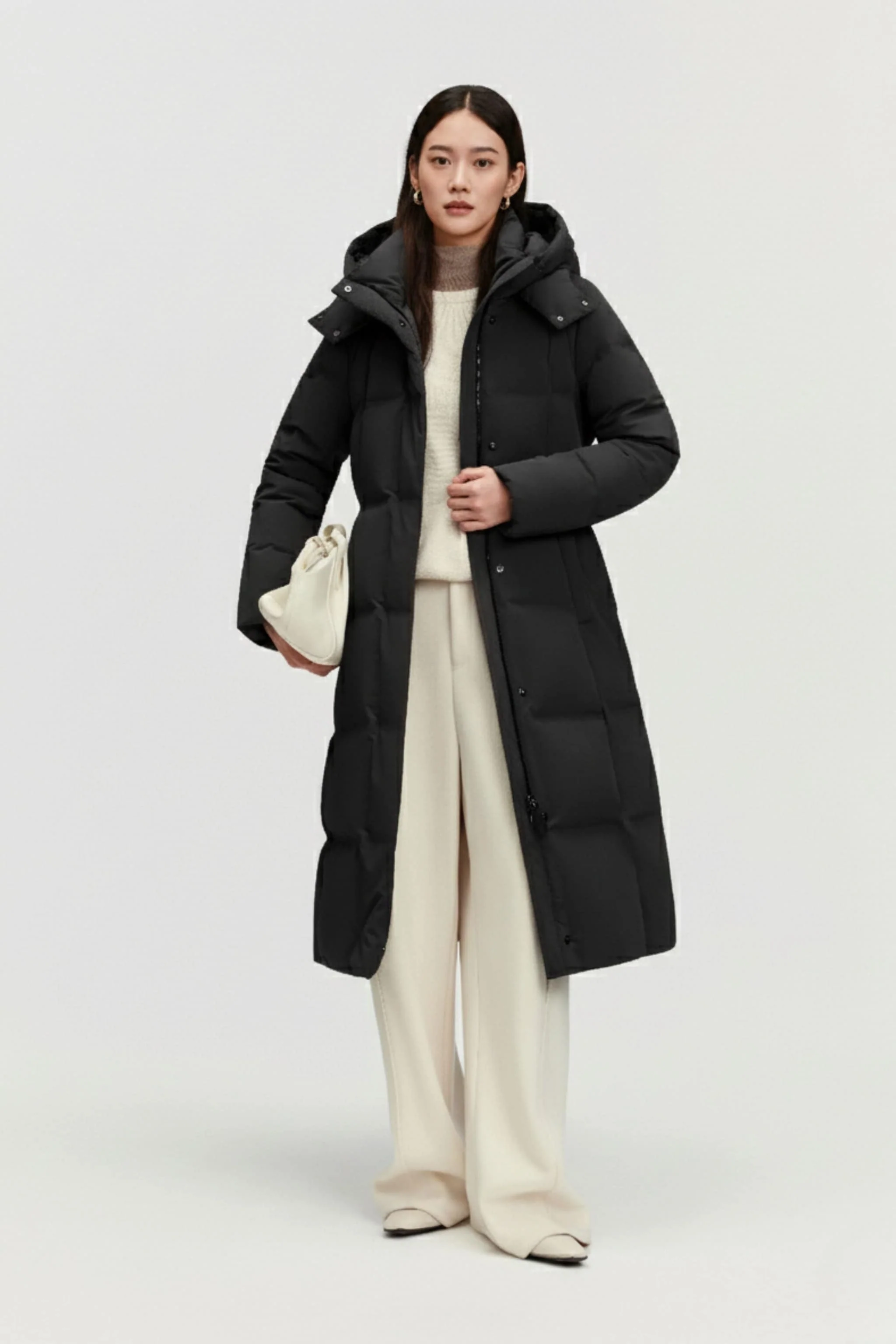 Women's Business Classic Hooded Goose Down Jacket With Belt 156 - Image 2