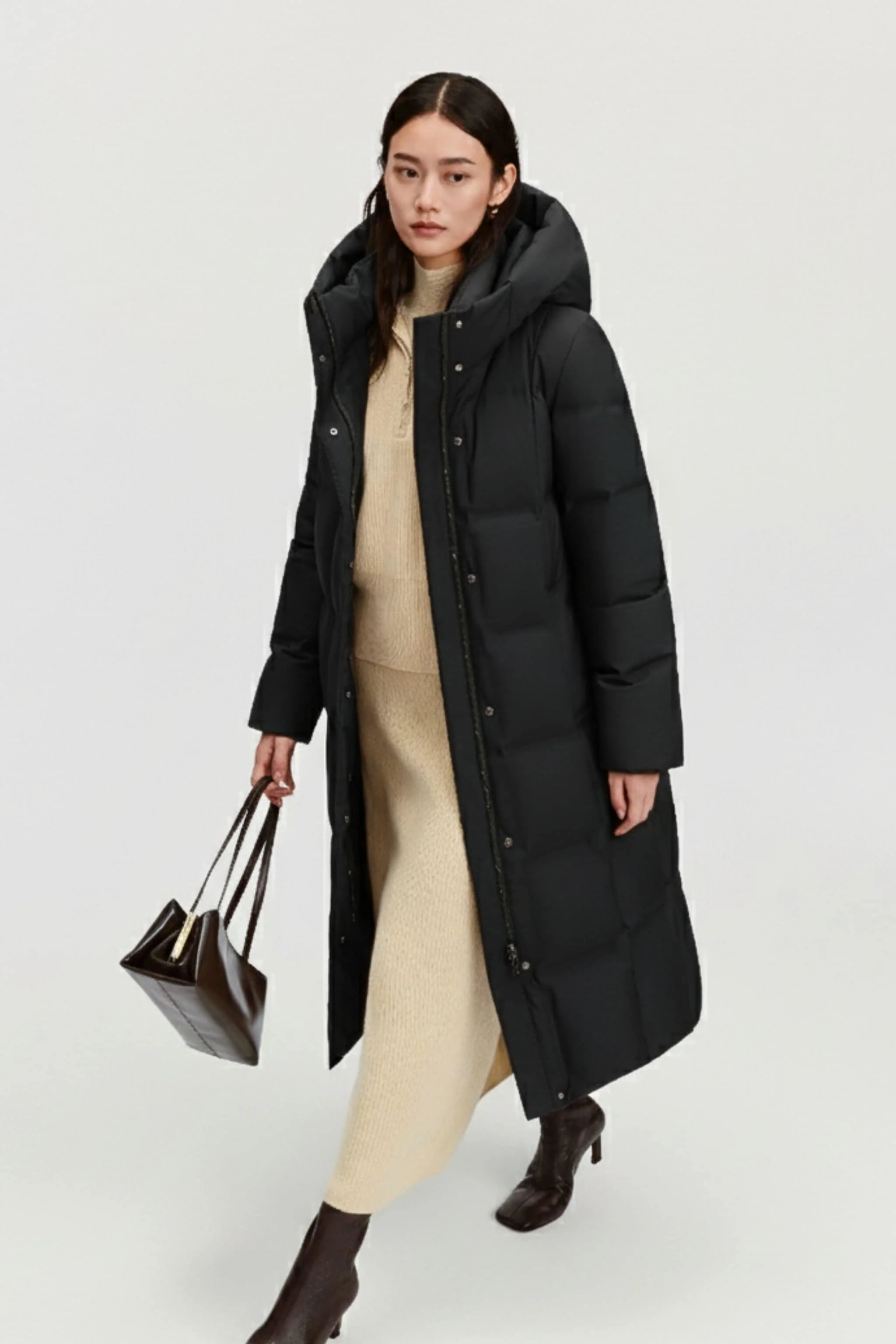 Women's Business Classic Long Quilted Goose Down Jacket 174 - Image 19