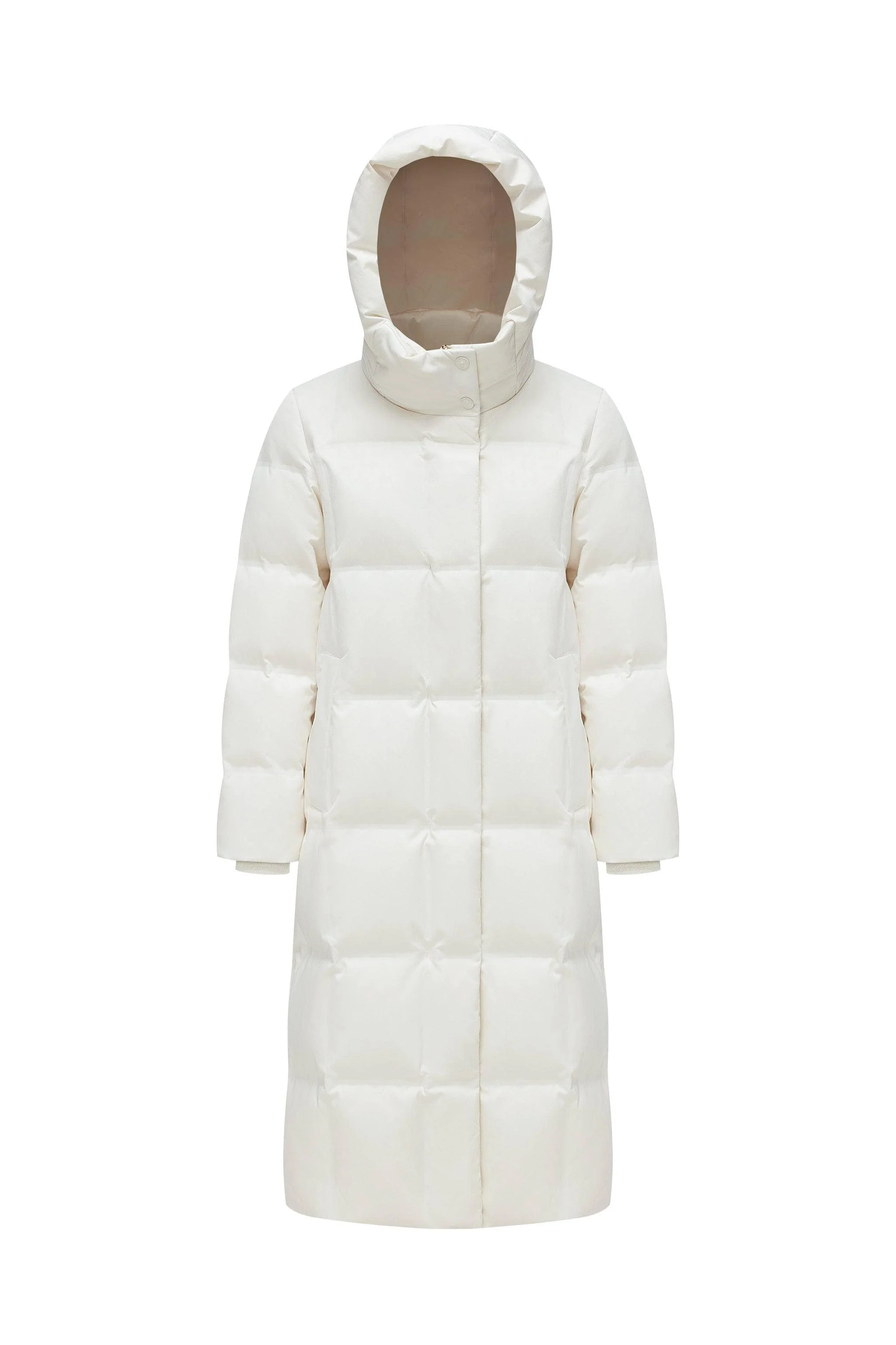 Women's Diamond Quilt Full Length Goose Down Coat - Image 5