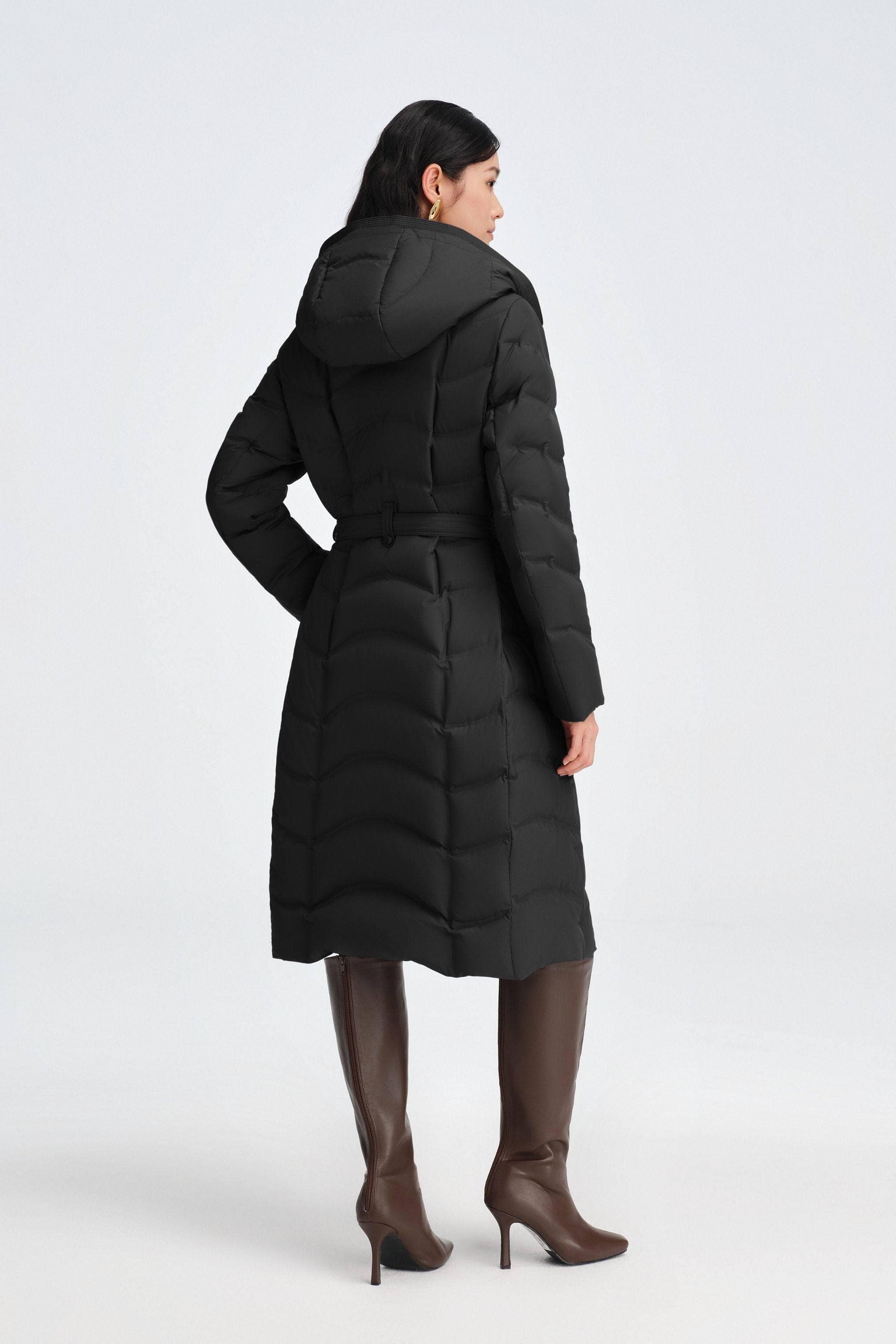 Women's Full Length Goose Down Business Jacket With Belt - Image 12
