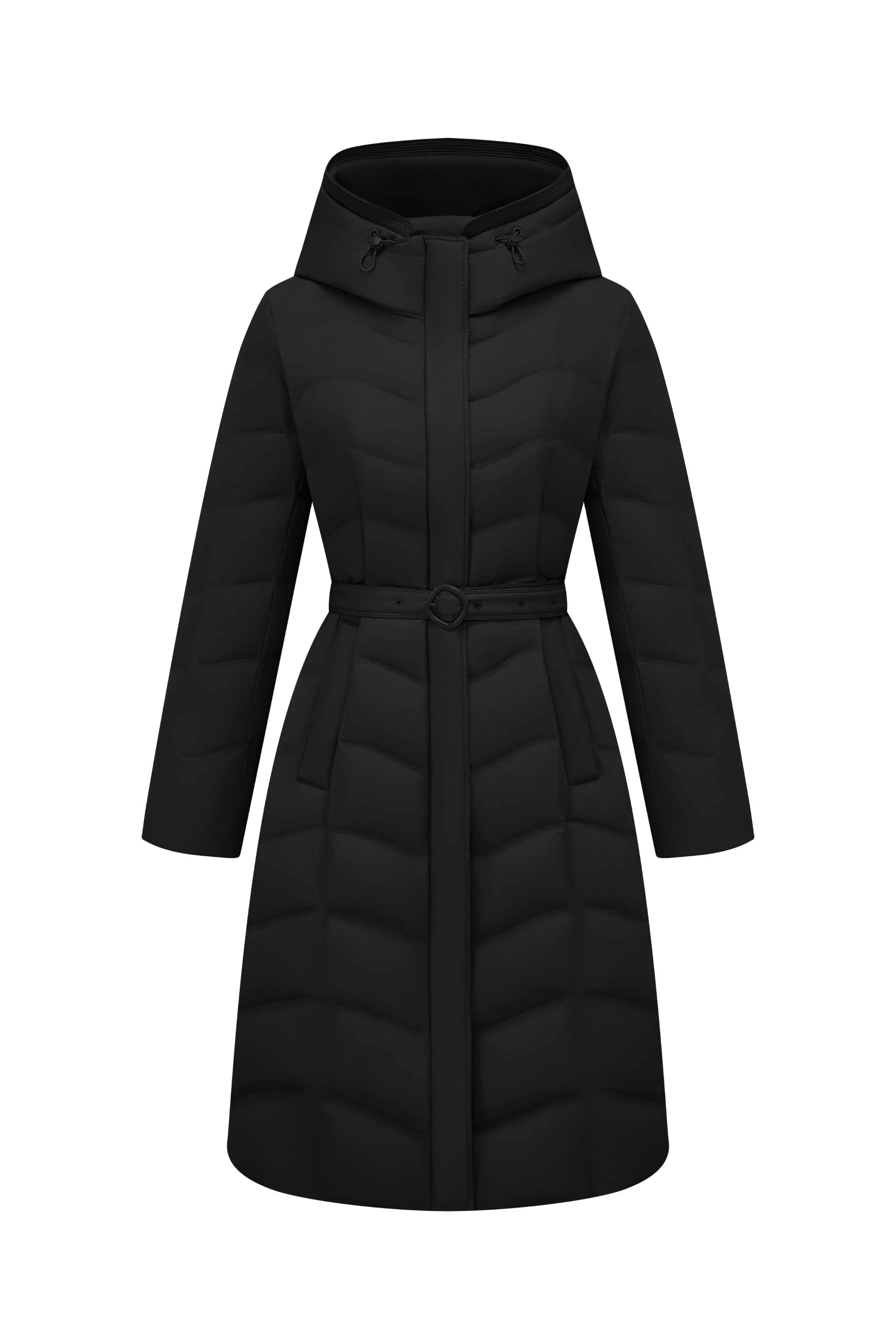 Women's Full Length Goose Down Business Jacket With Belt - Image 13