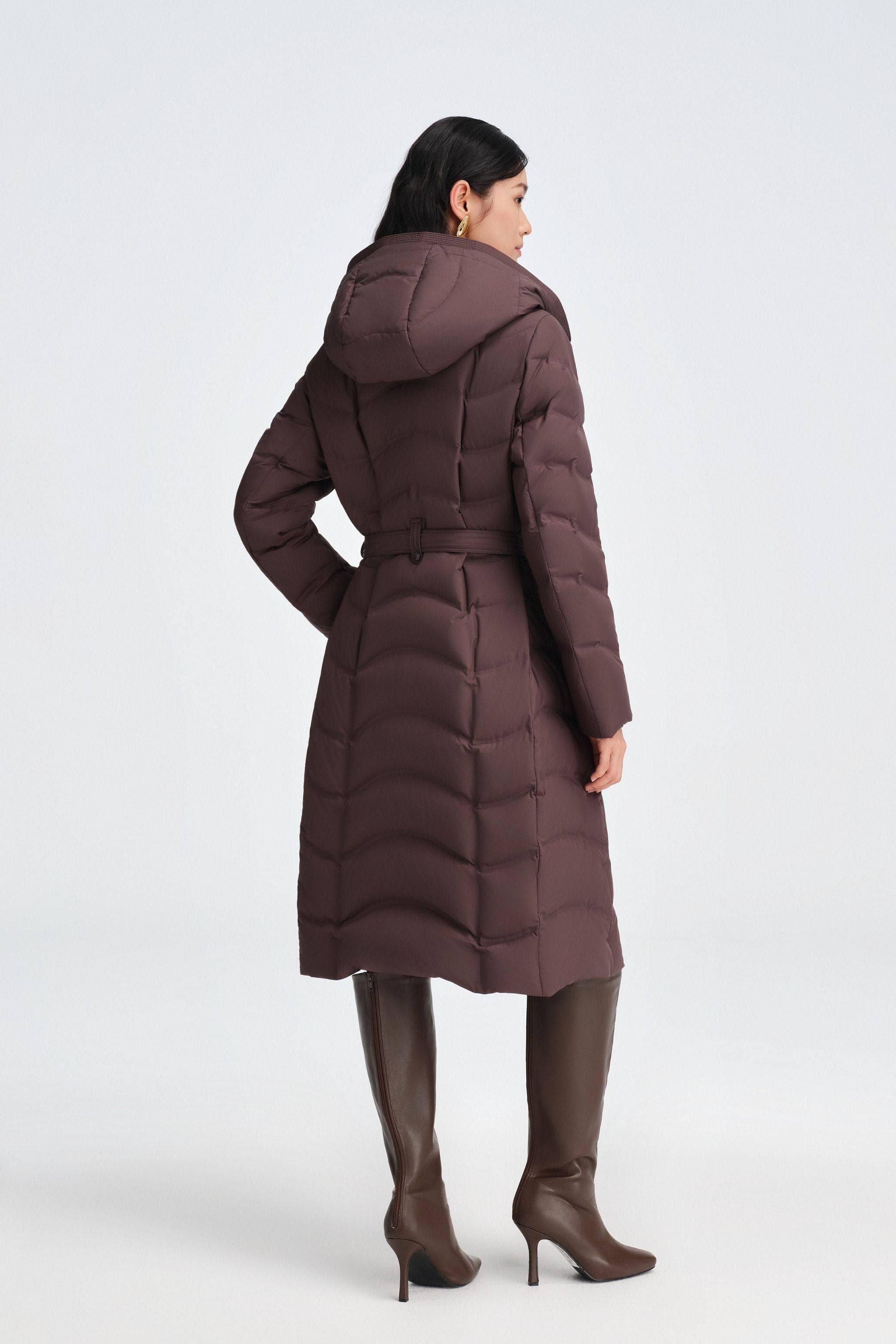Women's Full Length Goose Down Business Jacket With Belt - Image 16