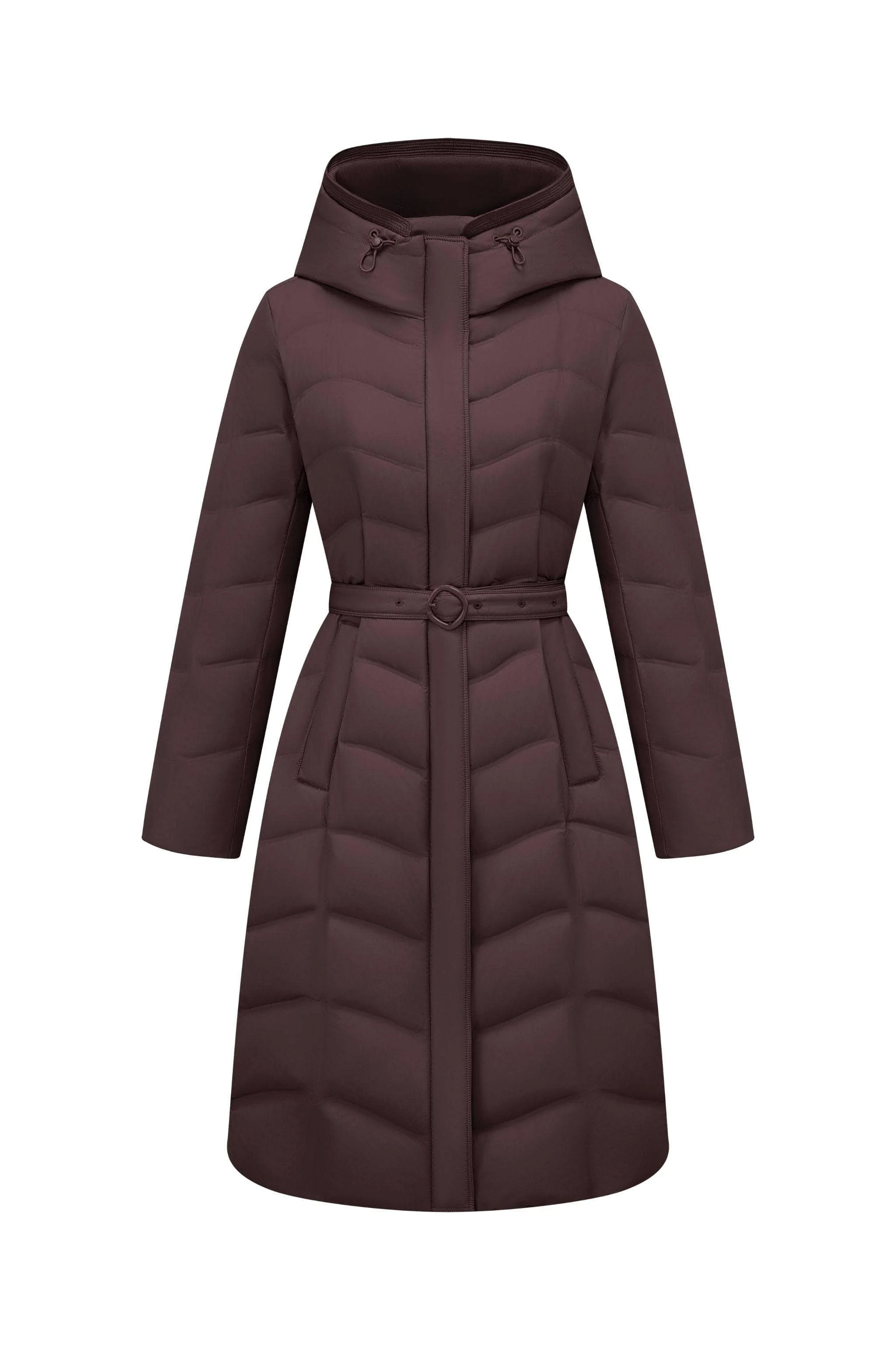 Women's Full Length Goose Down Business Jacket With Belt - Image 18