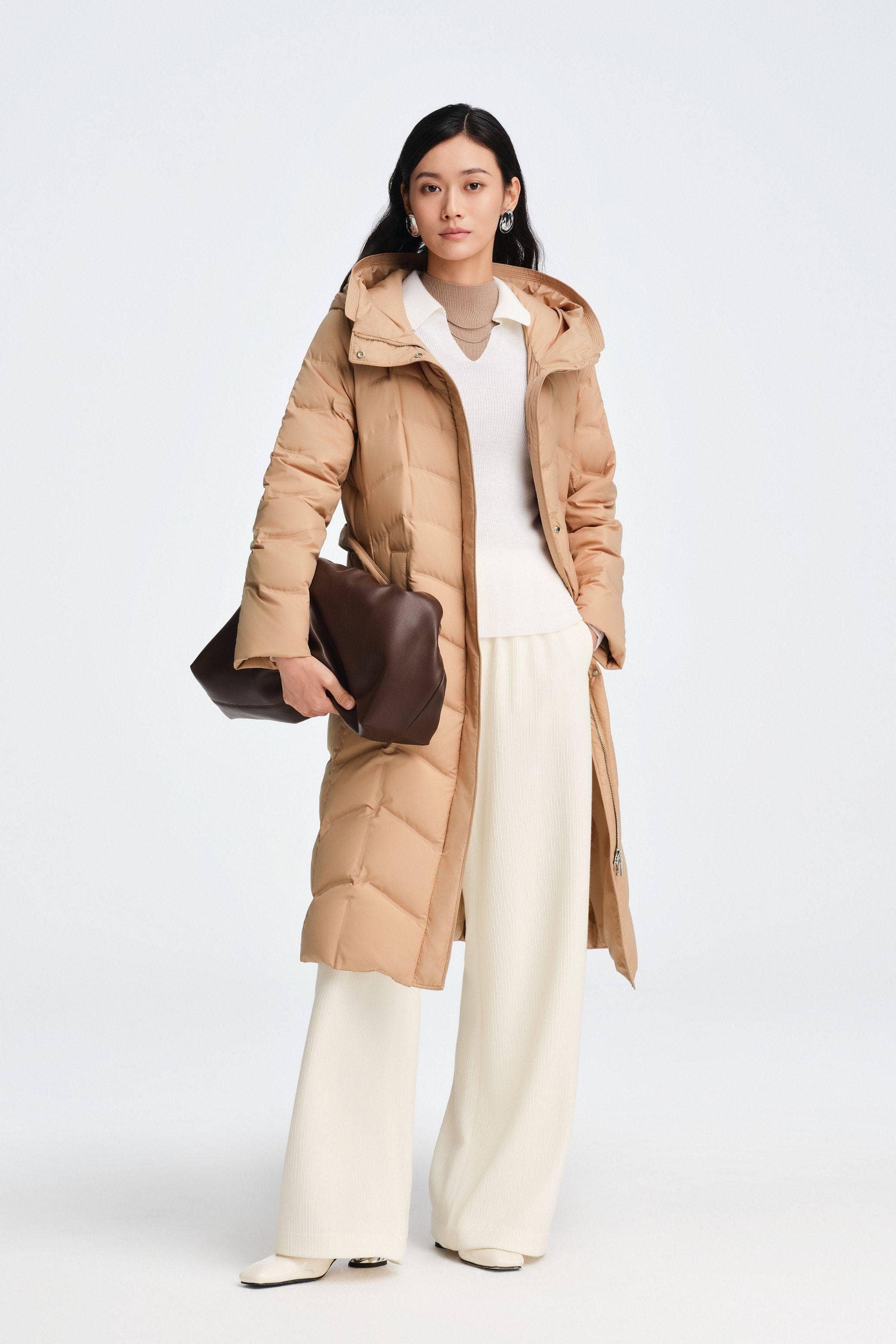 Women's Full Length Goose Down Business Jacket With Belt - Image 19