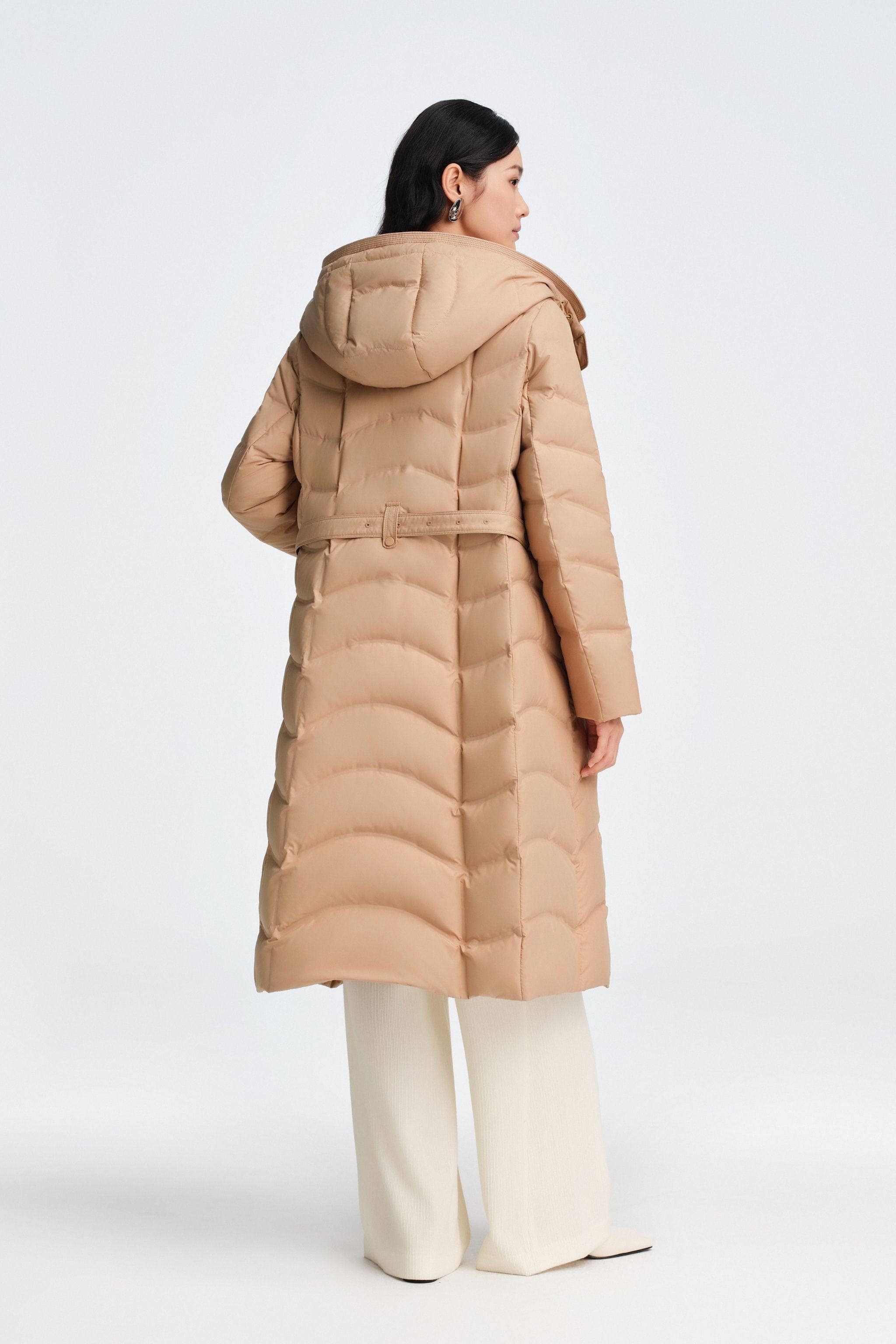 Women's Full Length Goose Down Business Jacket With Belt - Image 21