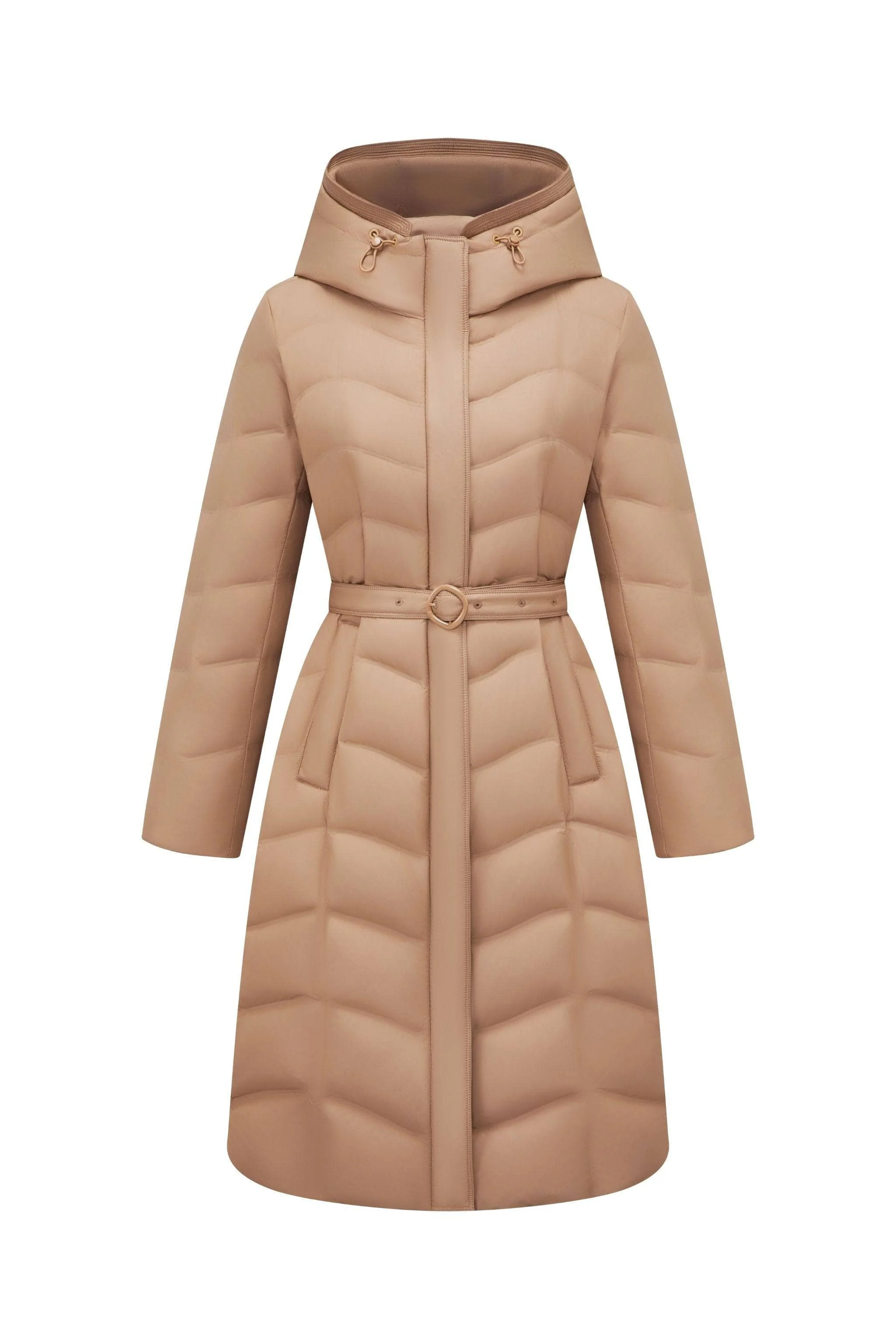 Women's Full Length Goose Down Business Jacket With Belt - Image 23