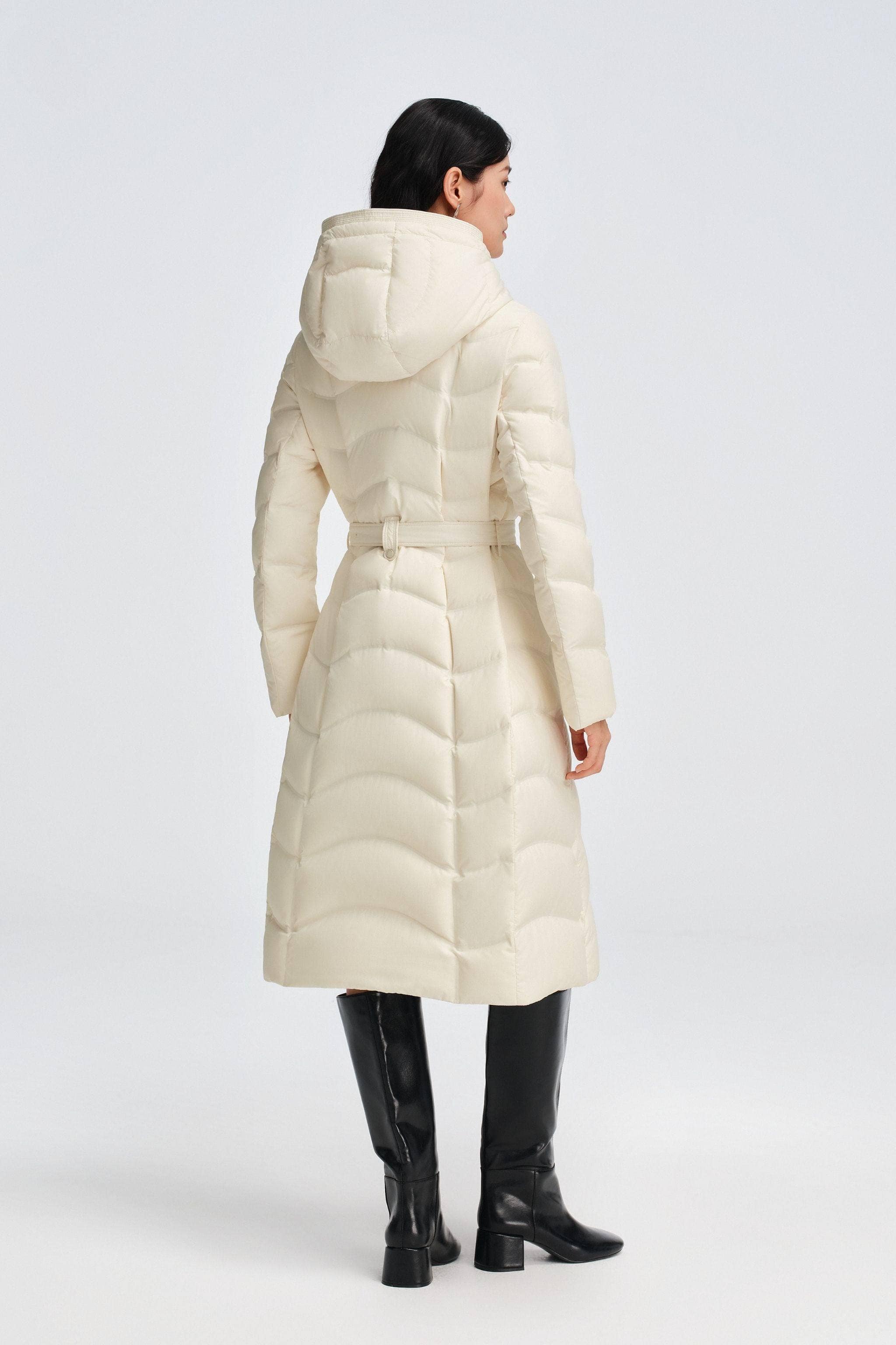 Women's Full Length Goose Down Business Jacket With Belt - Image 4