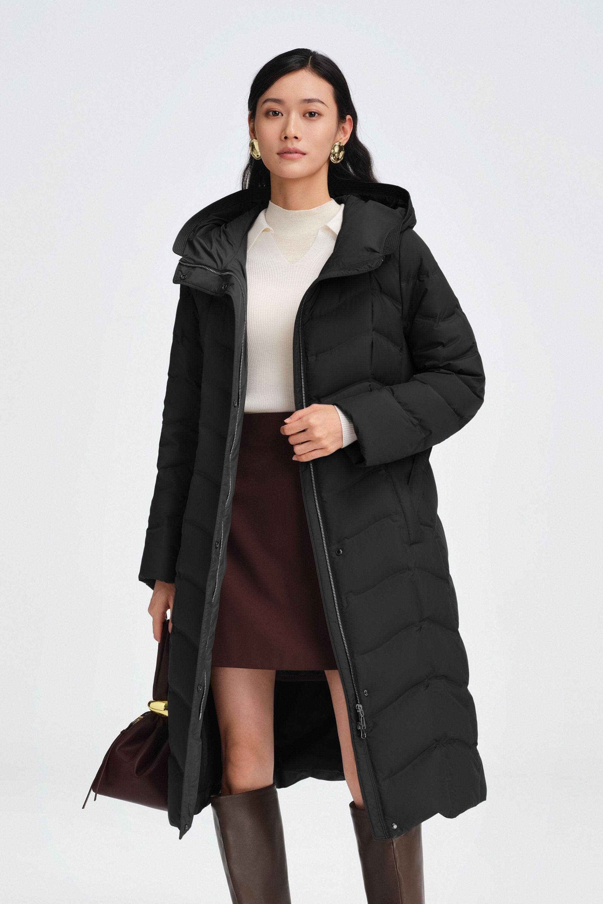 Women's Full Length Goose Down Business Jacket With Belt - Image 9