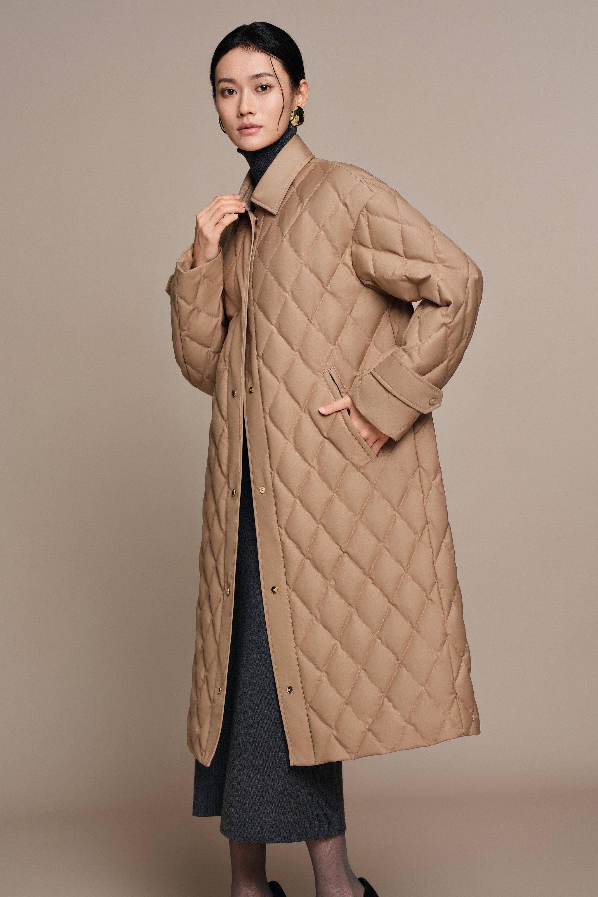 Women's Full Length Goose Down Quilted Jacket - Image 11