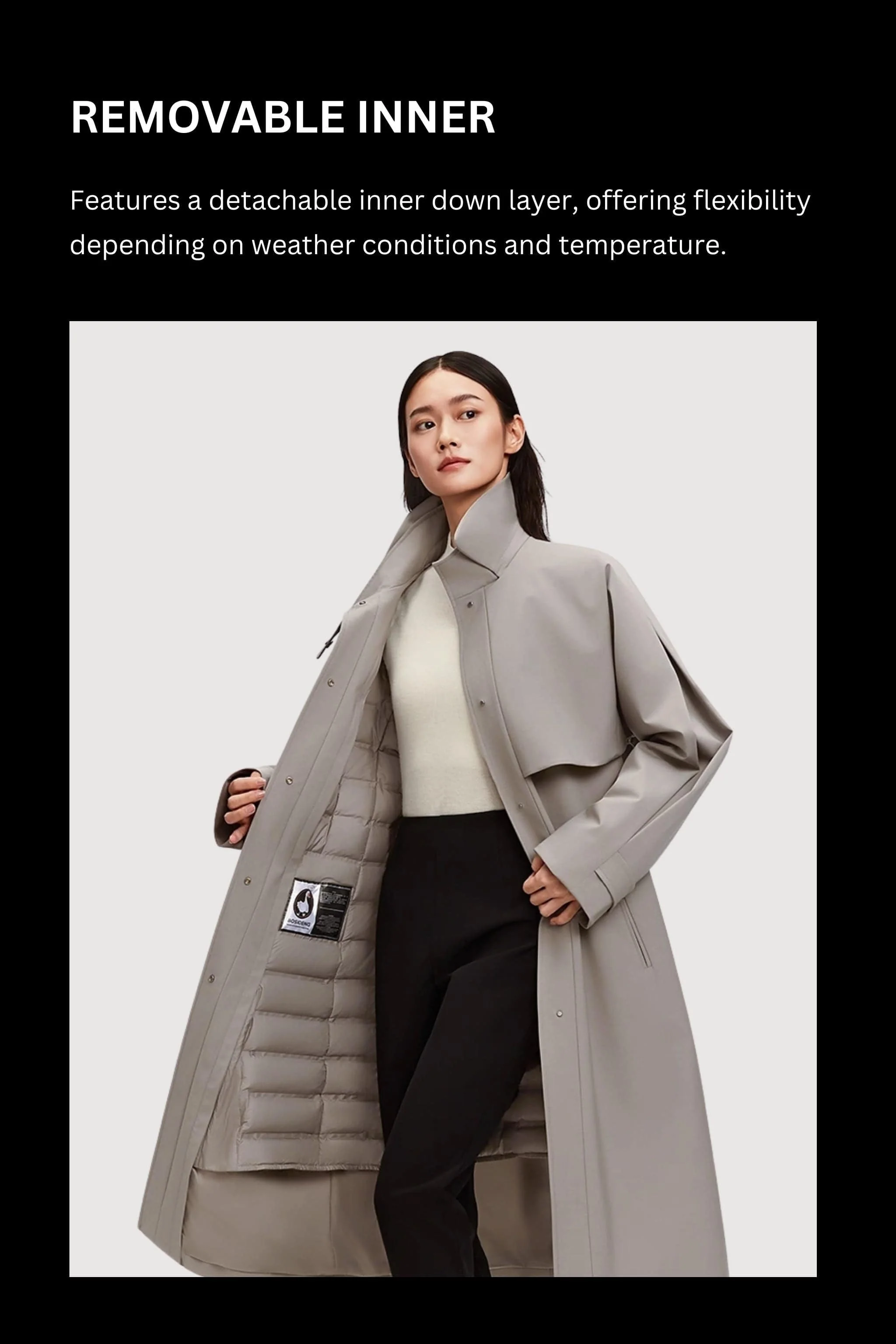 Women's Full Length Goose Down Trench 212 - Image 12