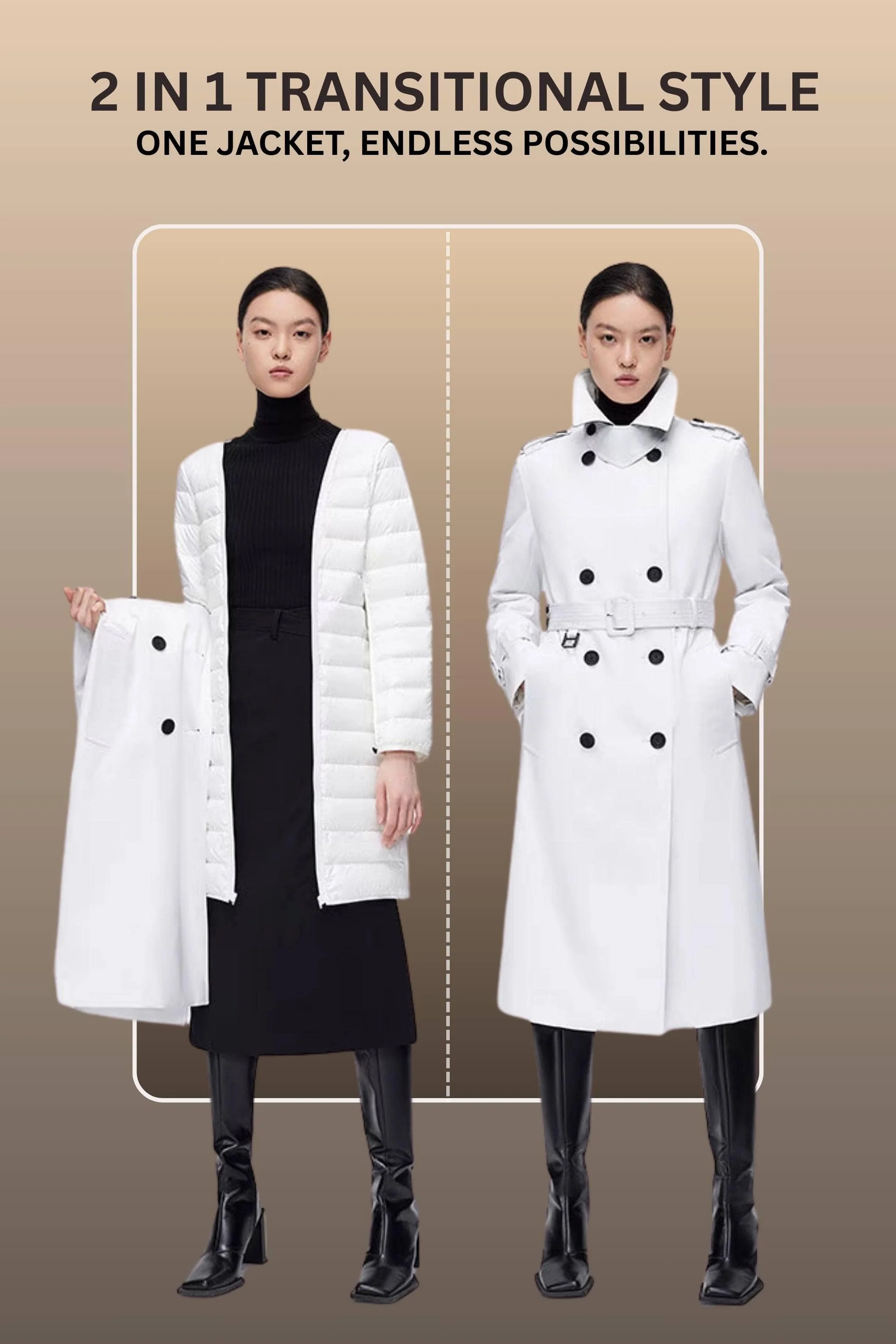 Premium Women's Goose Down Full Length Trench - Image 10