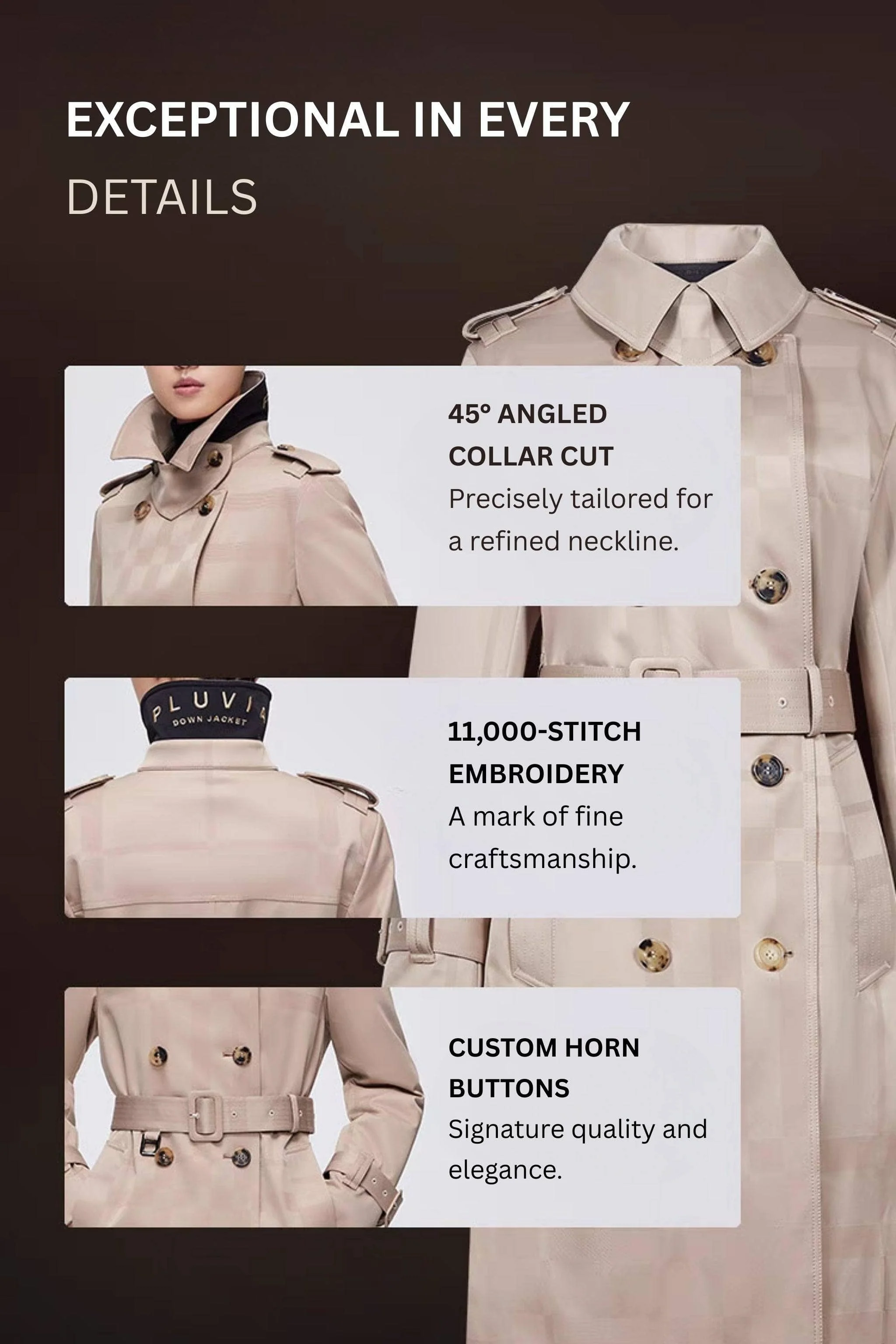 Premium Women's Goose Down Full Length Trench - Image 12