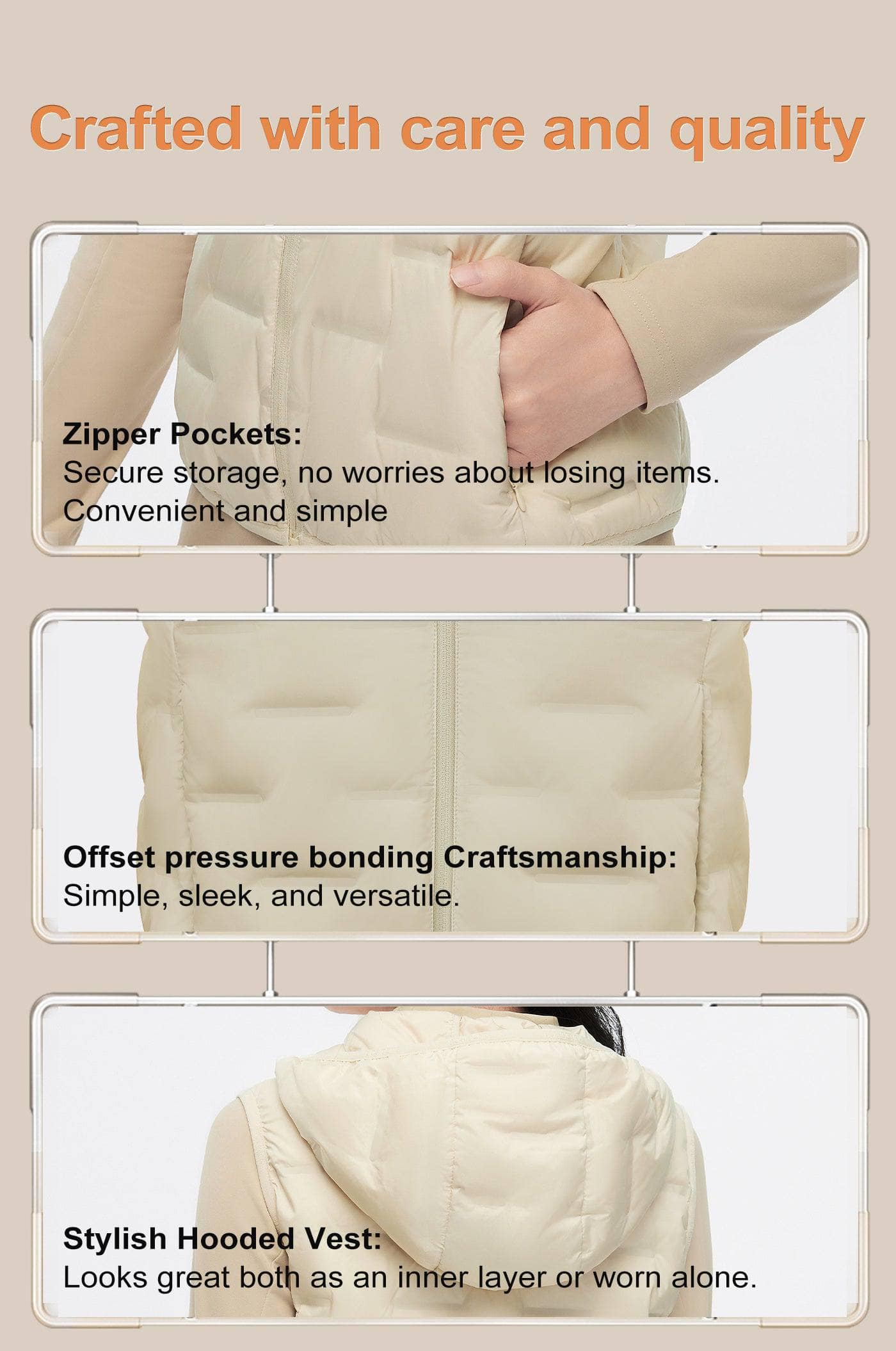 Women's Goose Down Hooded Gilet 1032 - Image 11