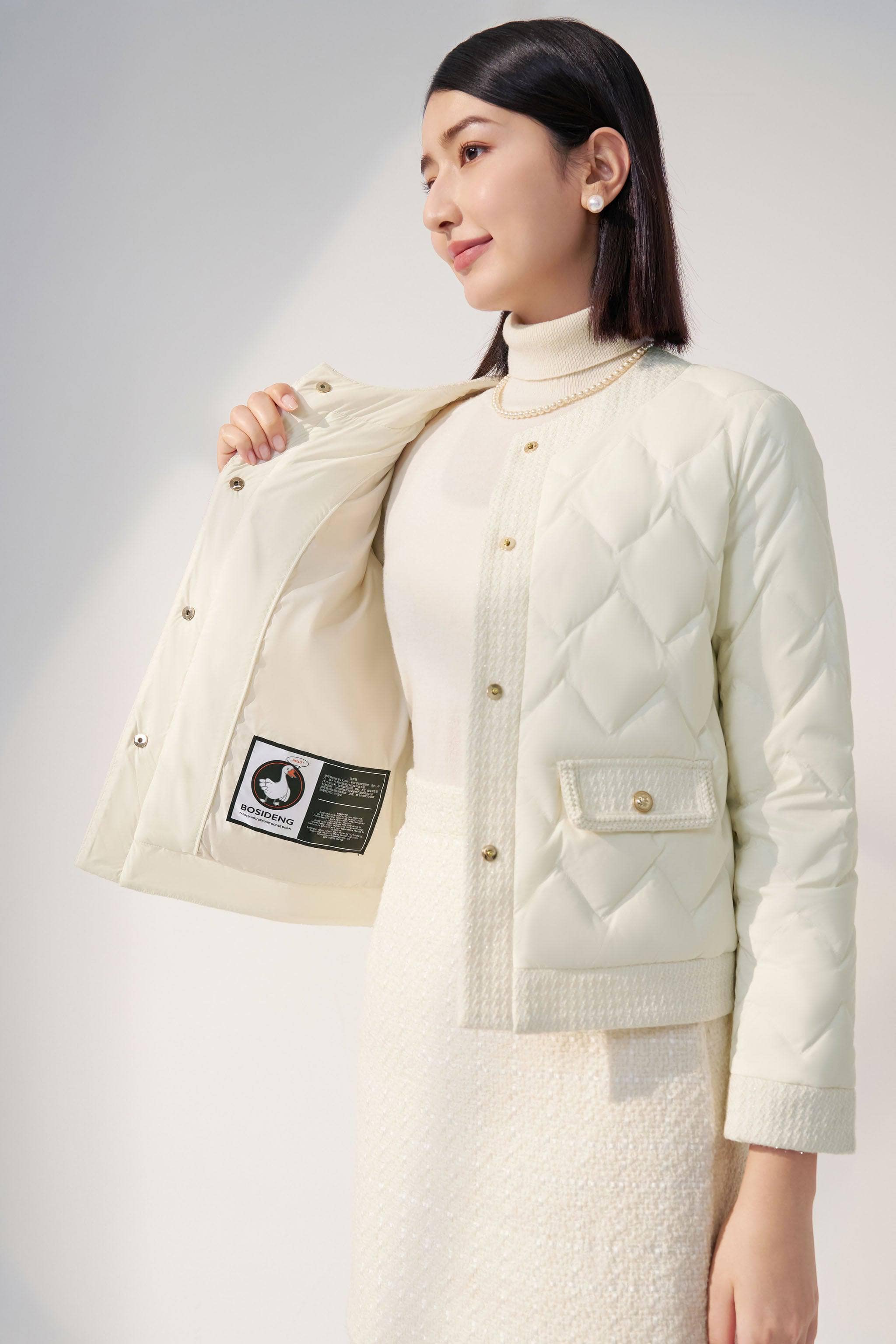 Women's Goose Down Houndstooth Jacket - Image 2