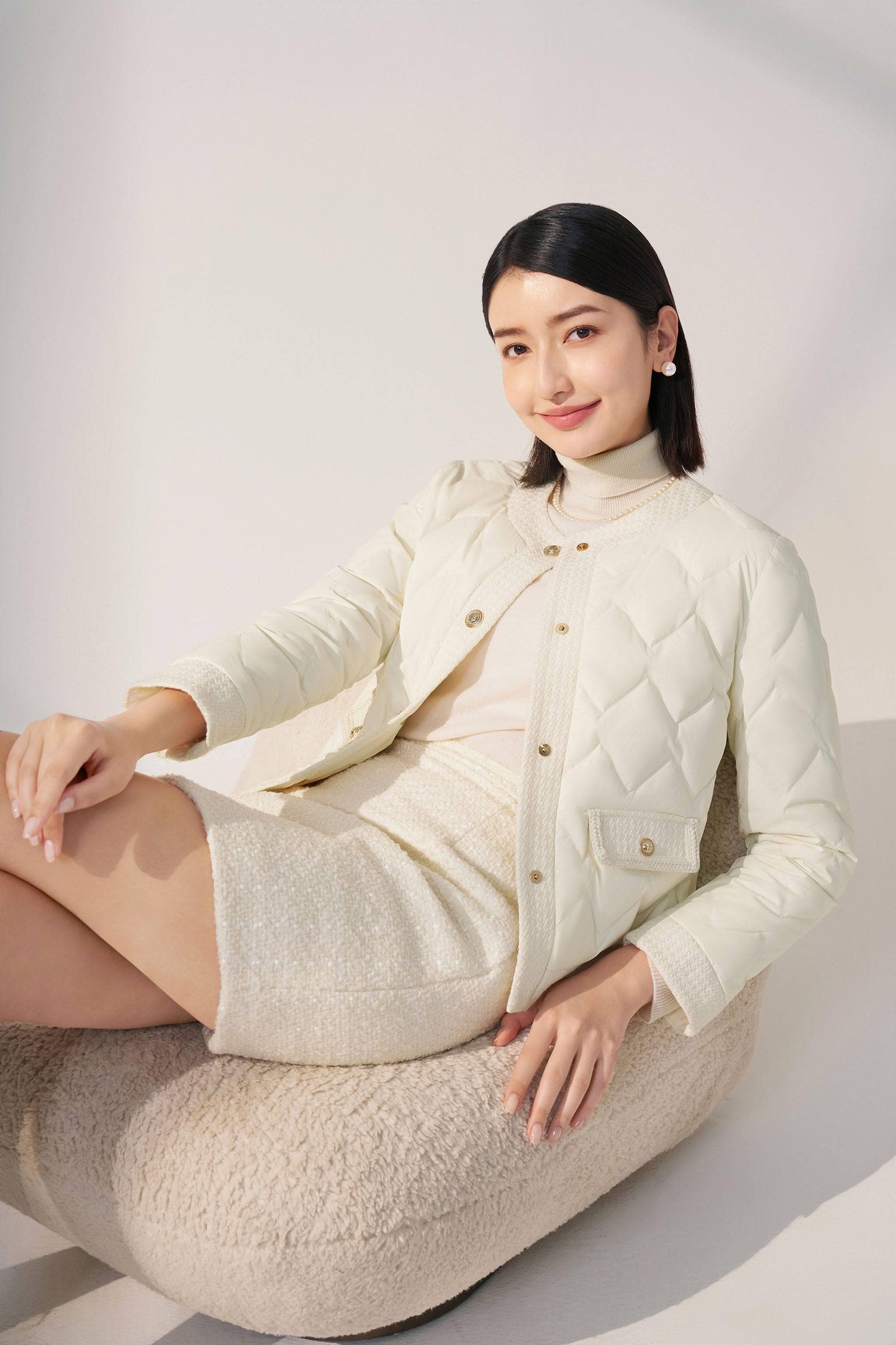 Women's Goose Down Houndstooth Jacket - Image 3