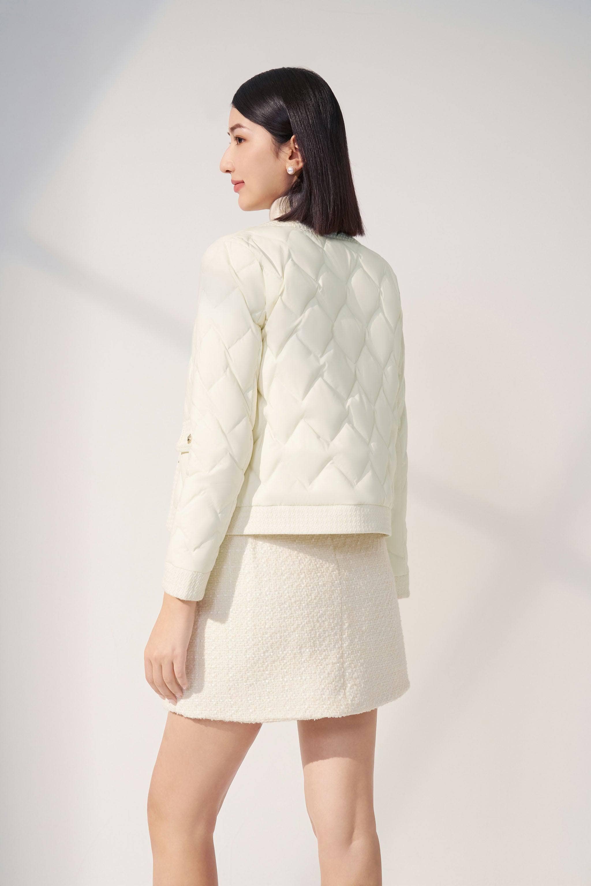 Women's Goose Down Houndstooth Jacket - Image 4