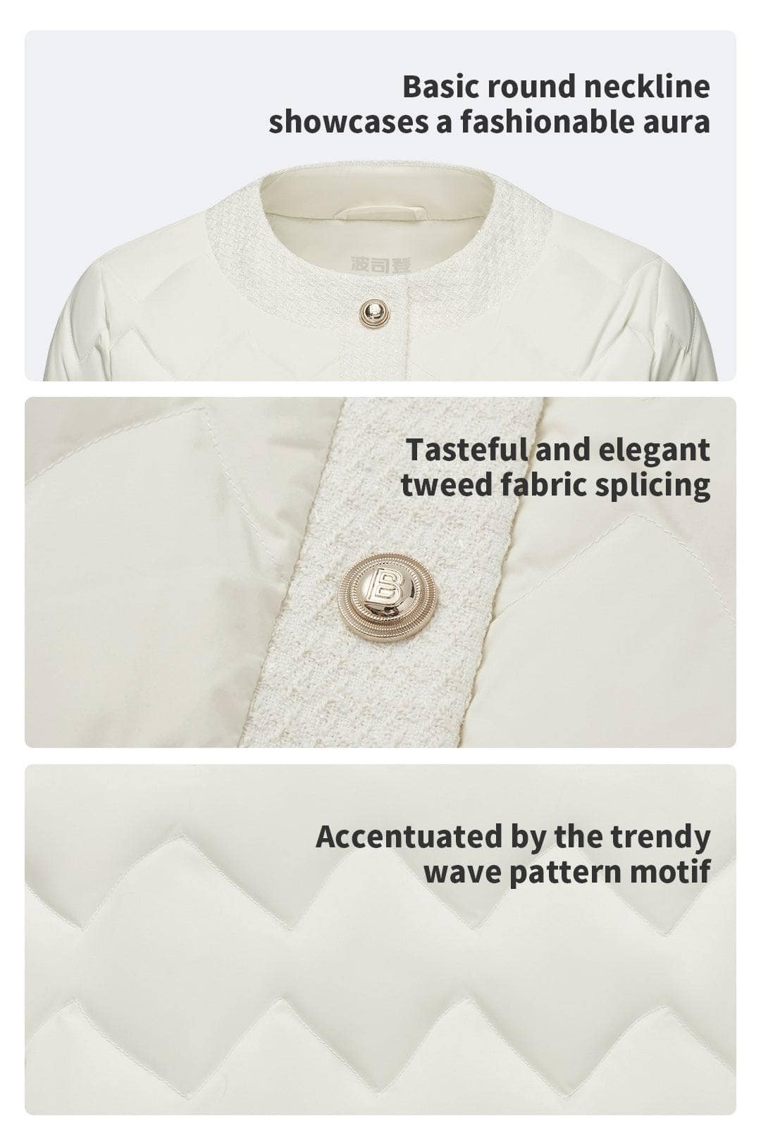 Women's Goose Down Houndstooth Jacket - Image 9