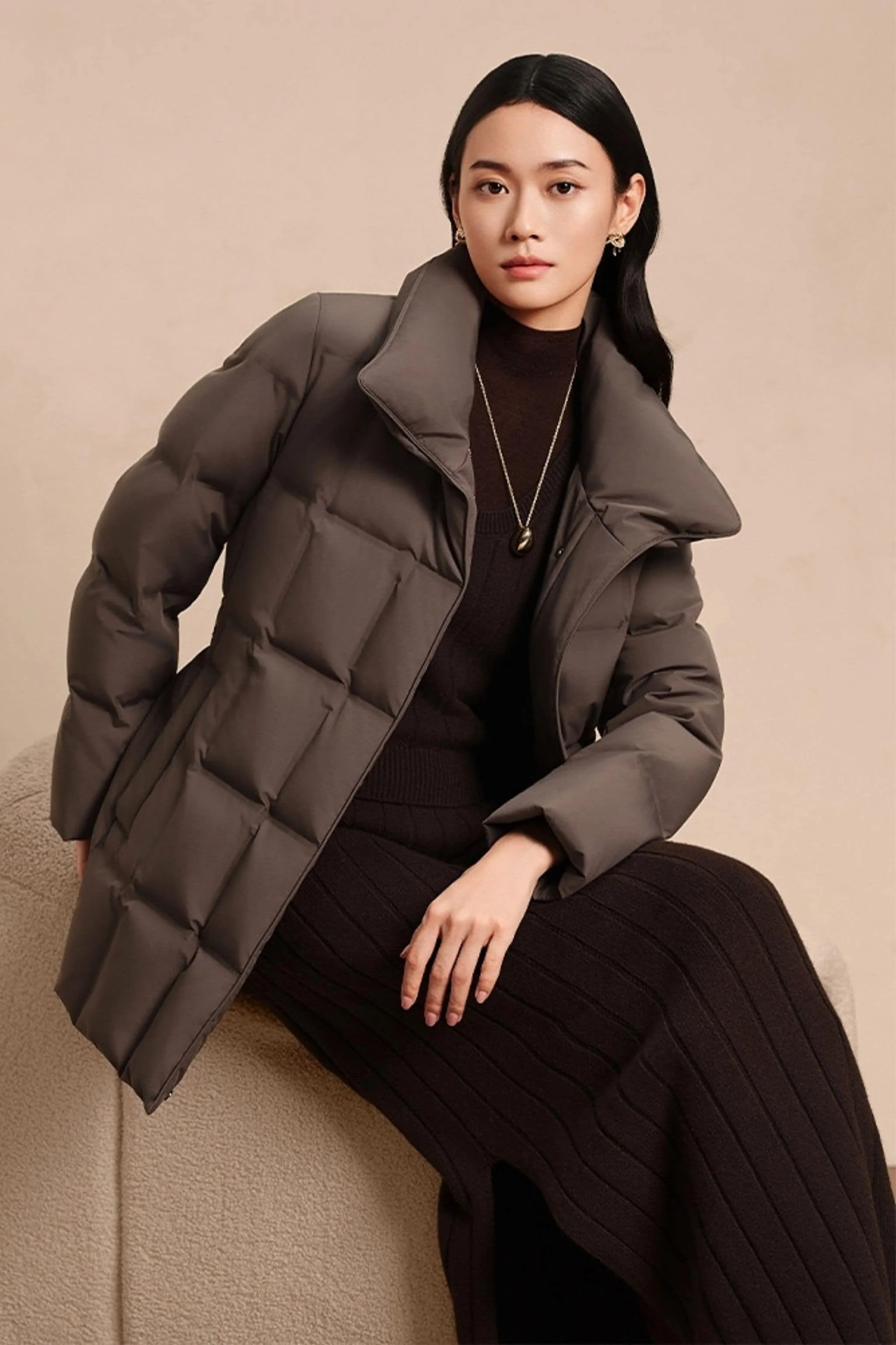 Women's Goose Down Jacket With Belt 148 - Image 18