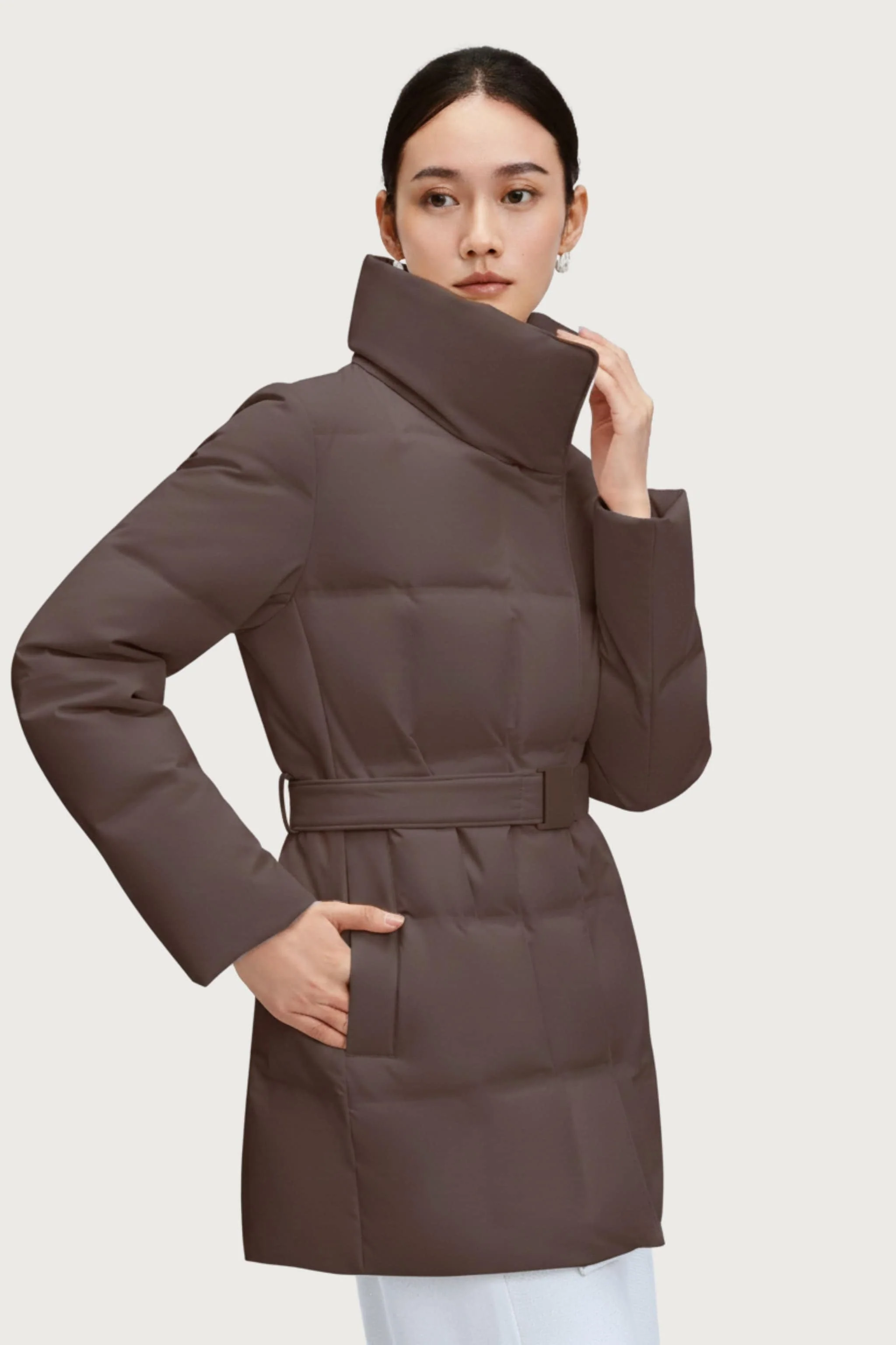 Women's Goose Down Jacket With Belt 148 - Image 22