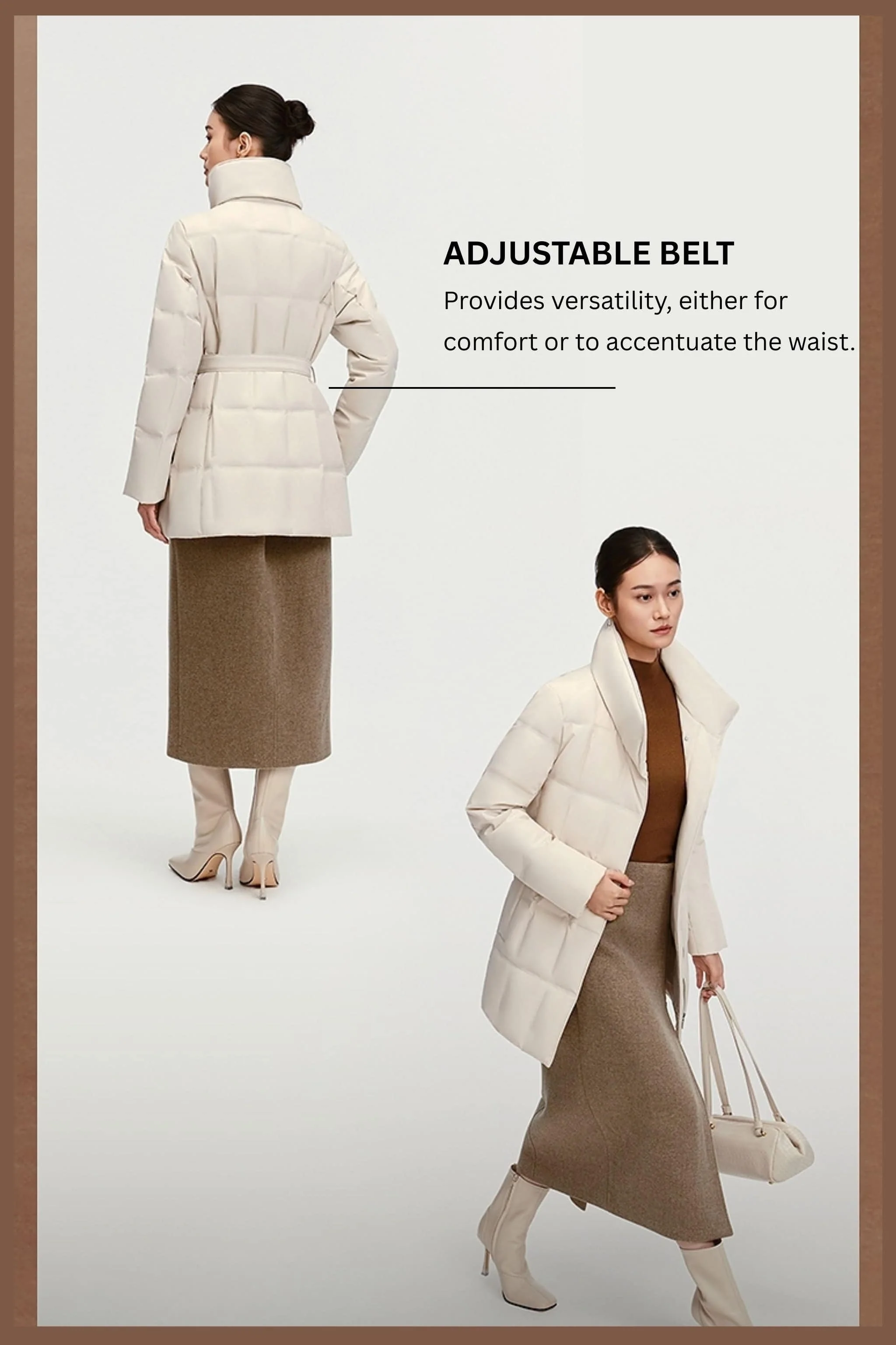 Women's Goose Down Jacket With Belt 148 - Image 8