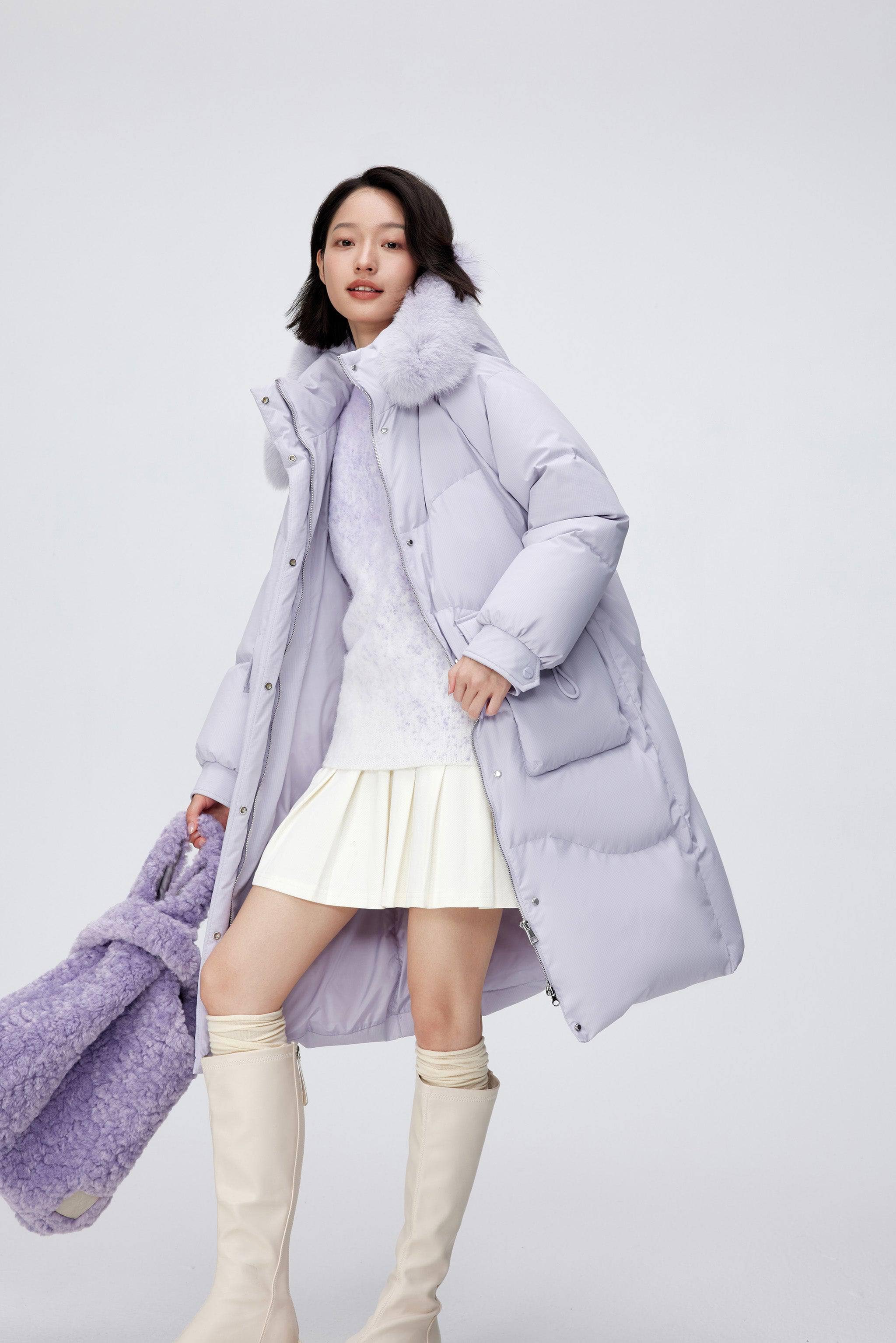 Women's Long Down Coat With Detachable Hood 5212 - Image 10