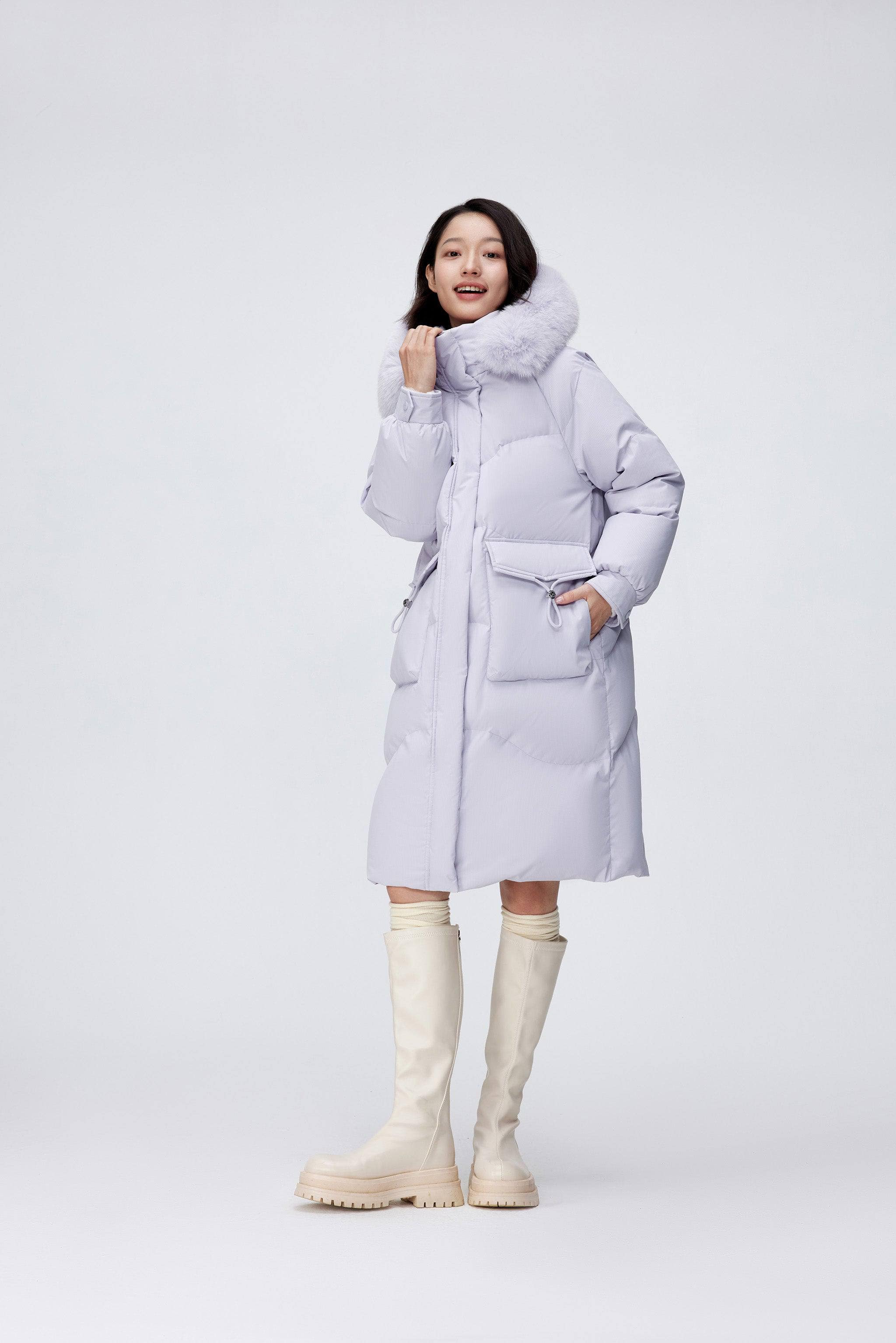 Women's Long Down Coat With Detachable Hood 5212 - Image 11