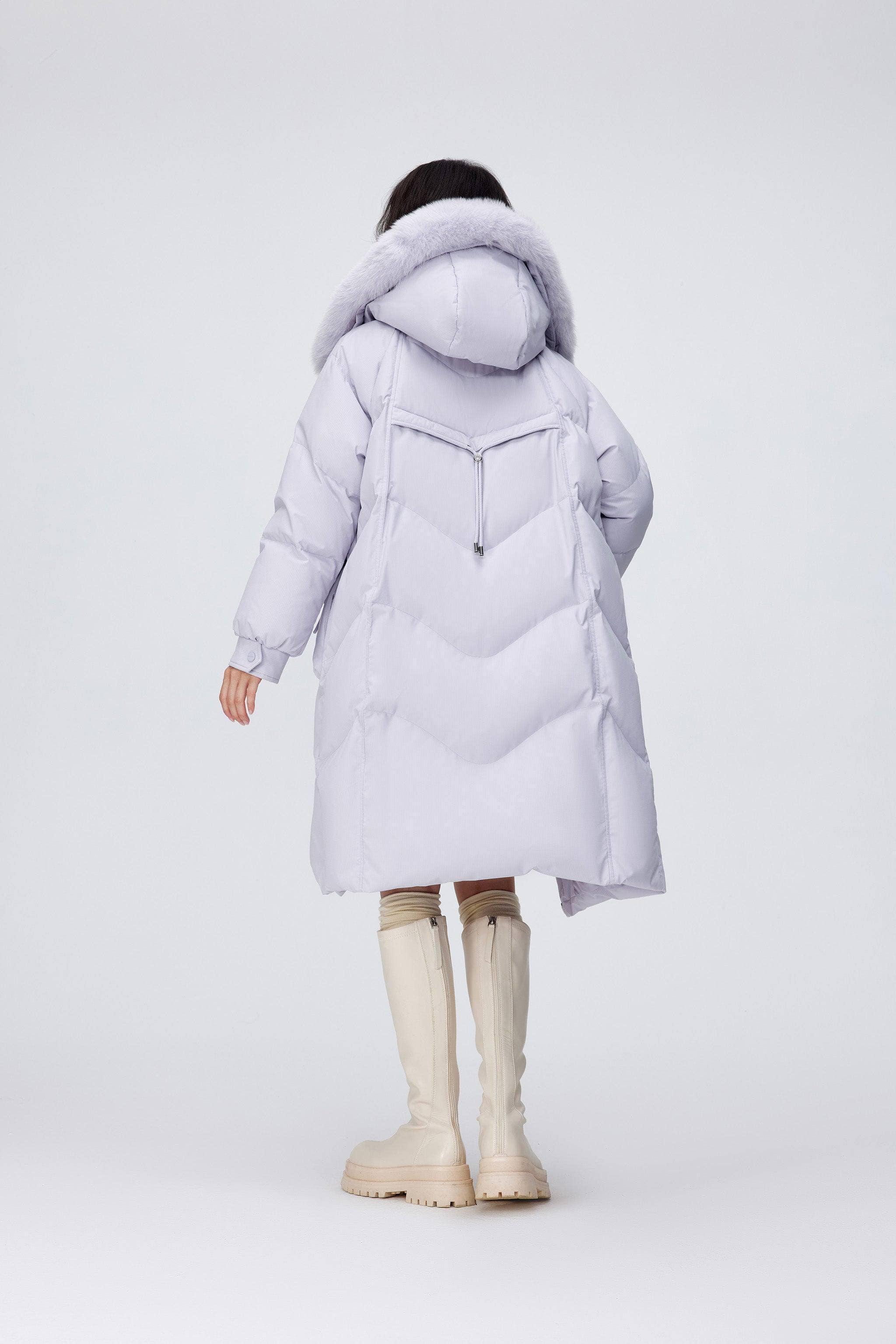 Women's Long Down Coat With Detachable Hood 5212 - Image 12