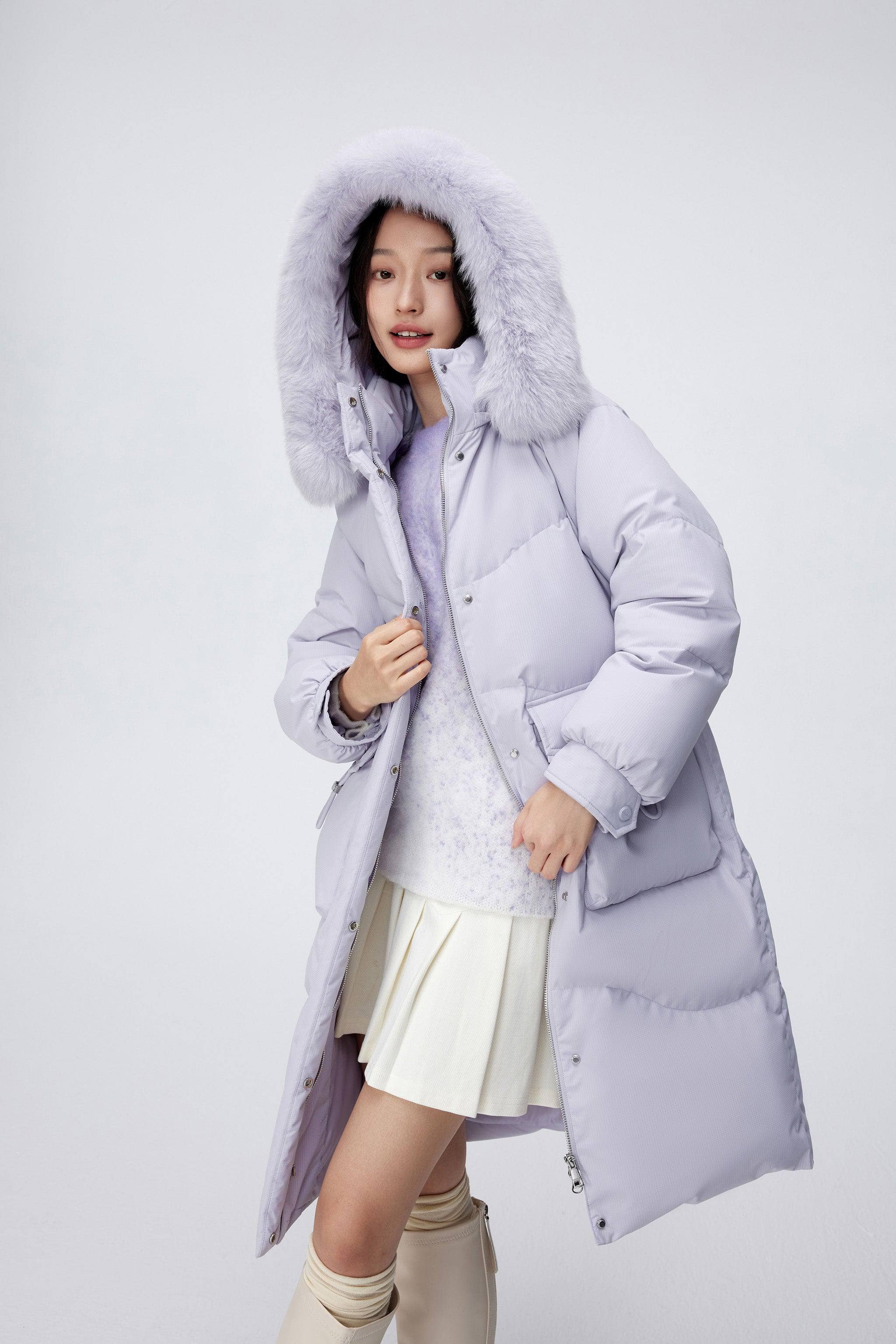 Women's Long Down Coat With Detachable Hood 5212 - Image 13