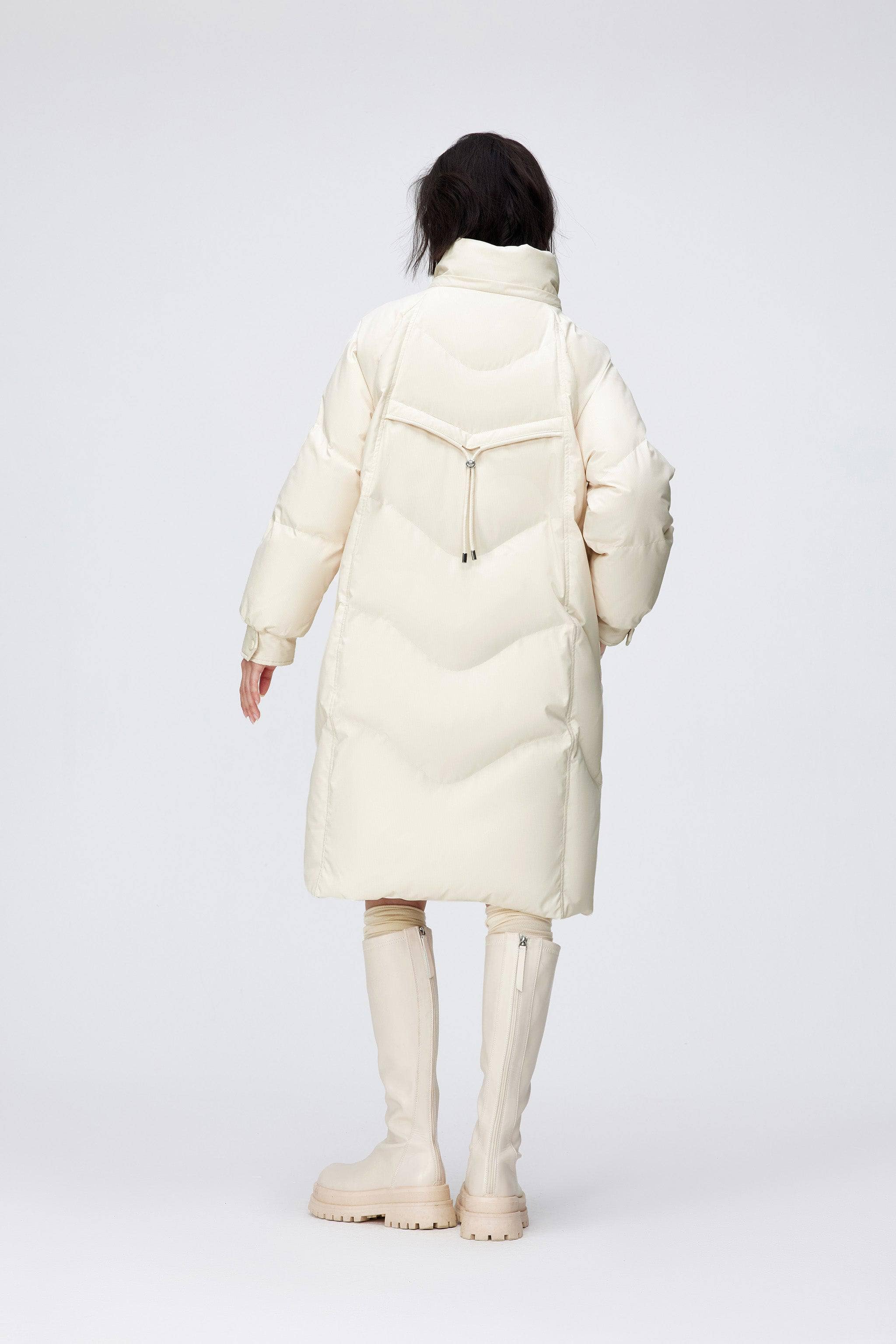 Women's Long Down Coat With Detachable Hood 5212 - Image 4