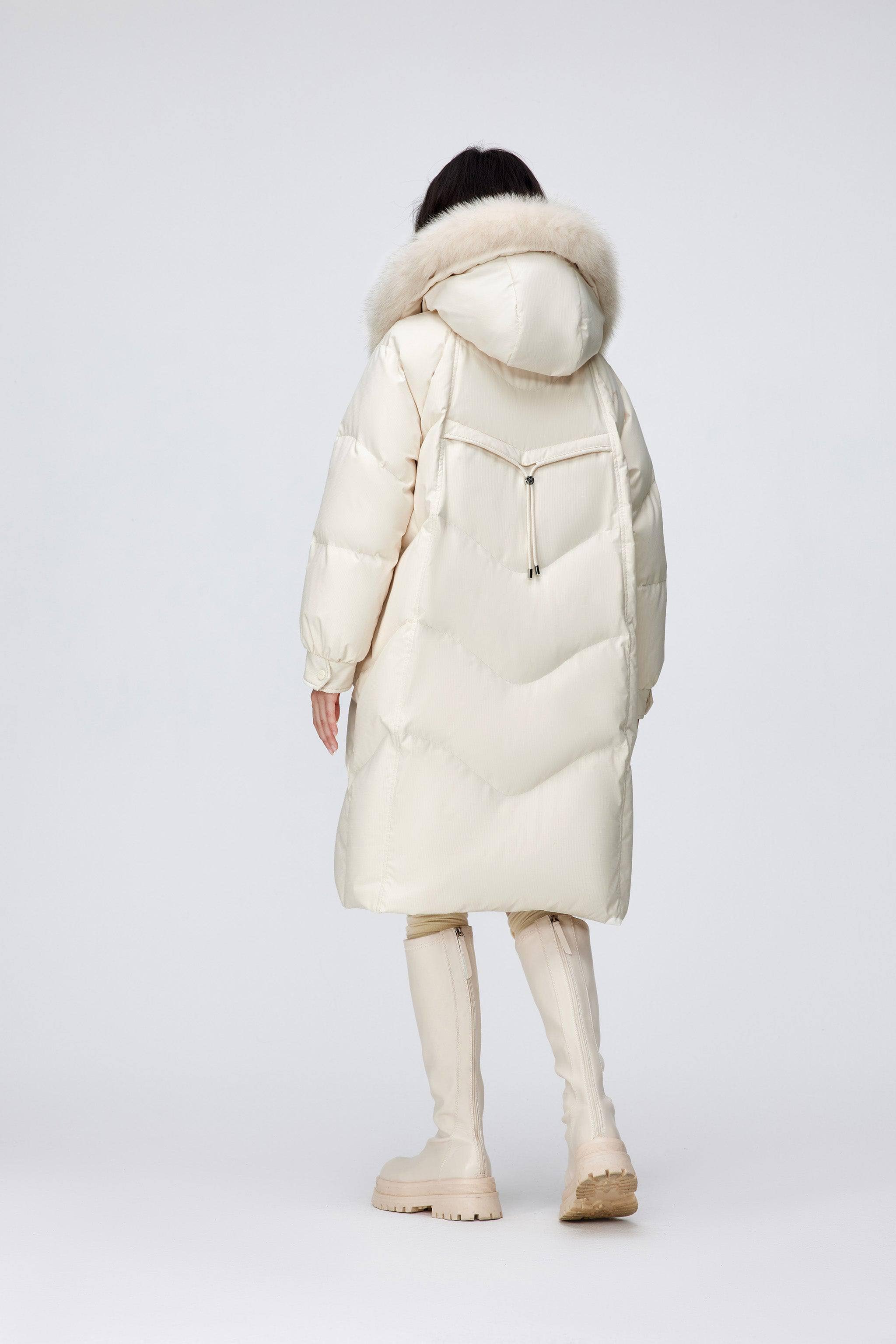 Women's Long Down Coat With Detachable Hood 5212 - Image 5
