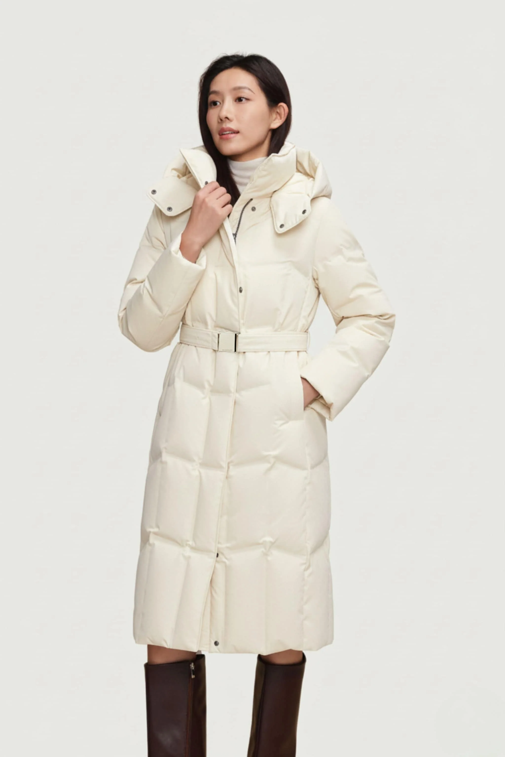 Women's Long Hooded Goose Down Jacket 146