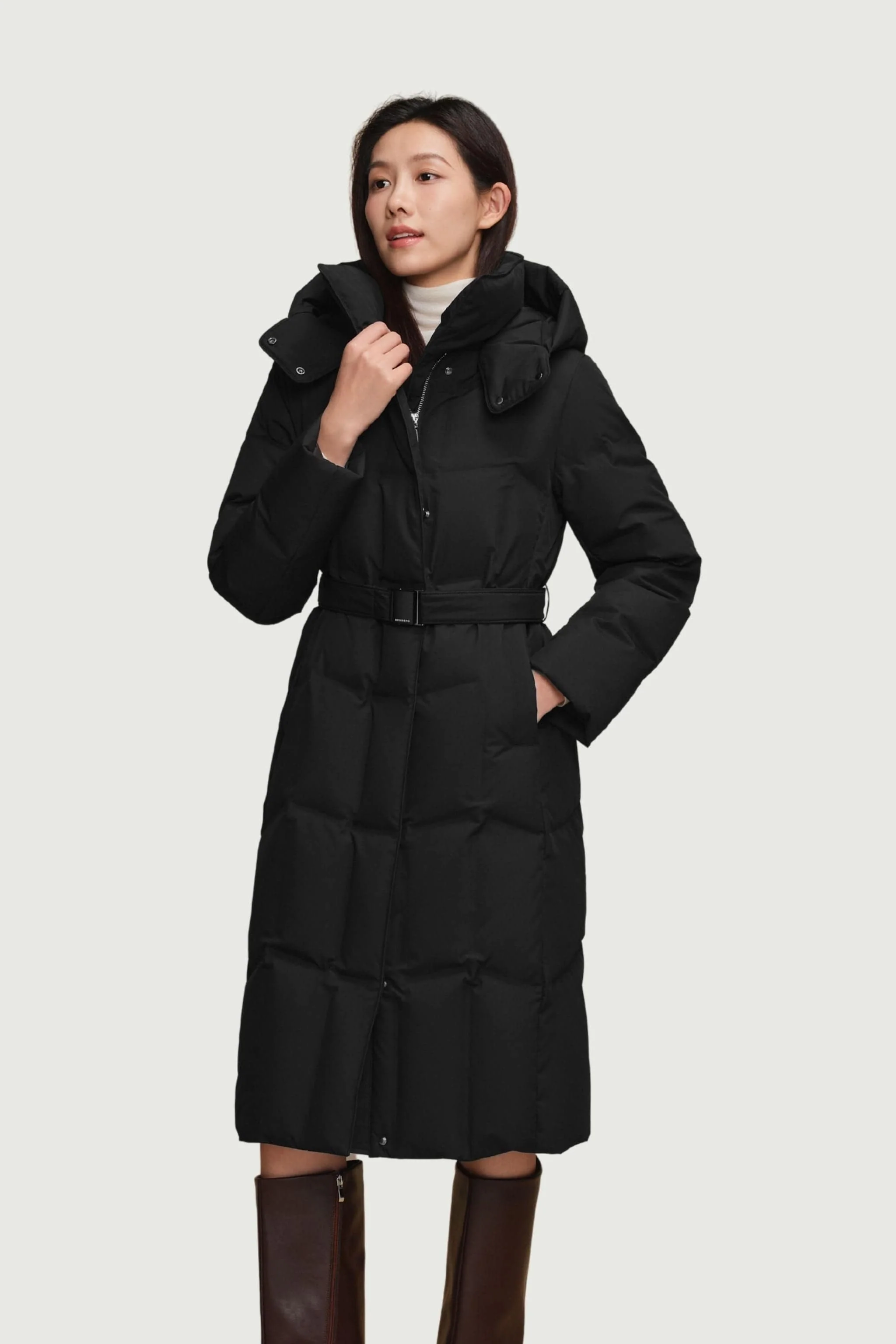 Women's Long Hooded Goose Down Jacket 146 - Image 11