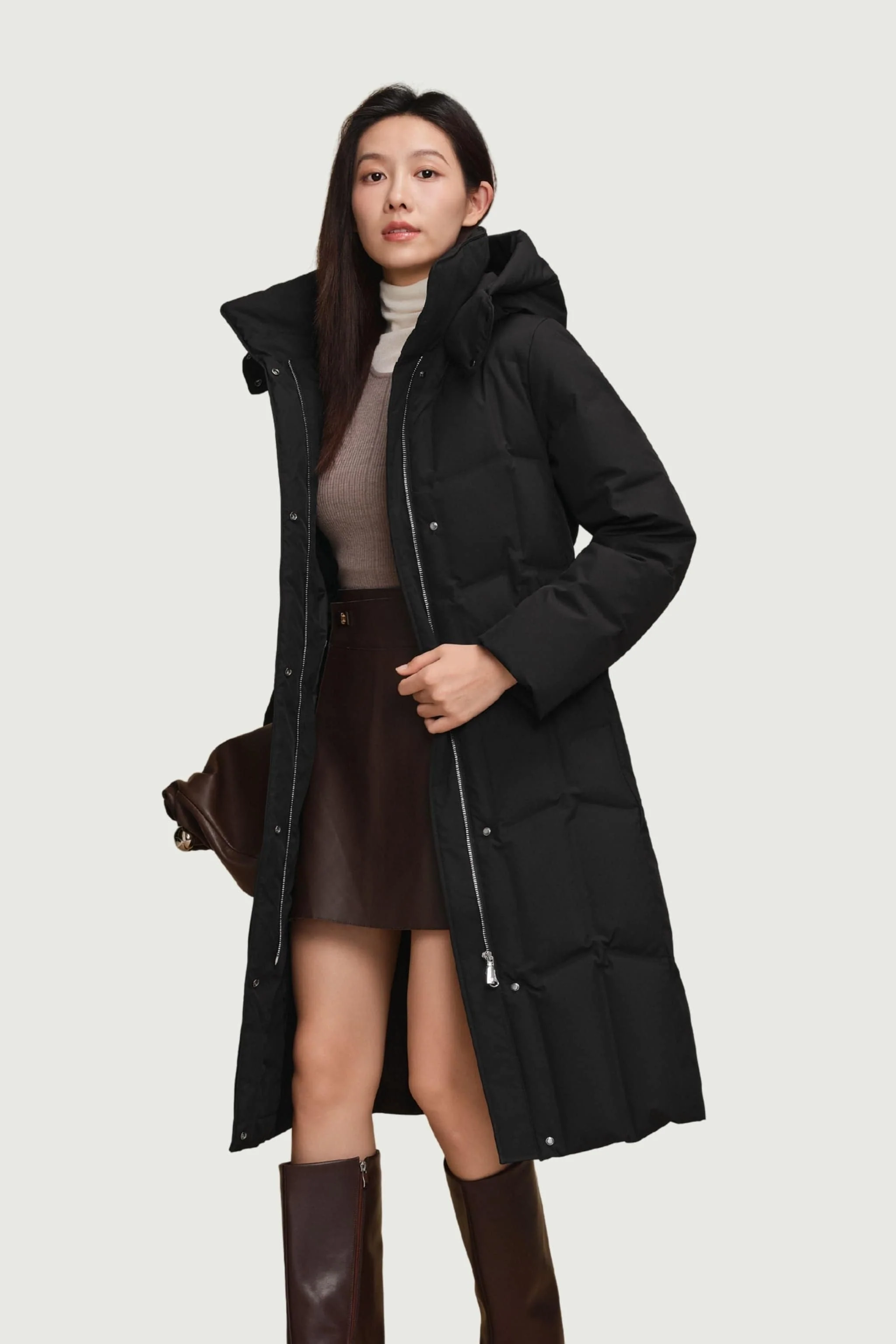 Women's Long Hooded Goose Down Jacket 146 - Image 13
